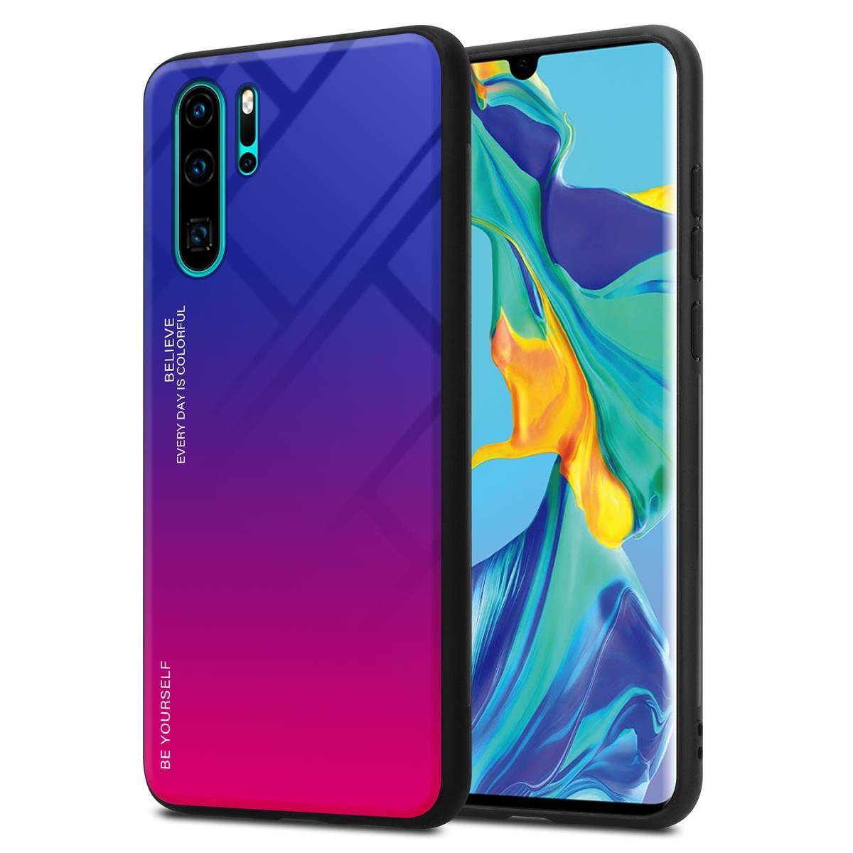 Cadorabo Hülle für Huawei P30 PRO Schutz Hülle in Schwarz Handyhülle TPU Etui Cover Case Tempered Glas