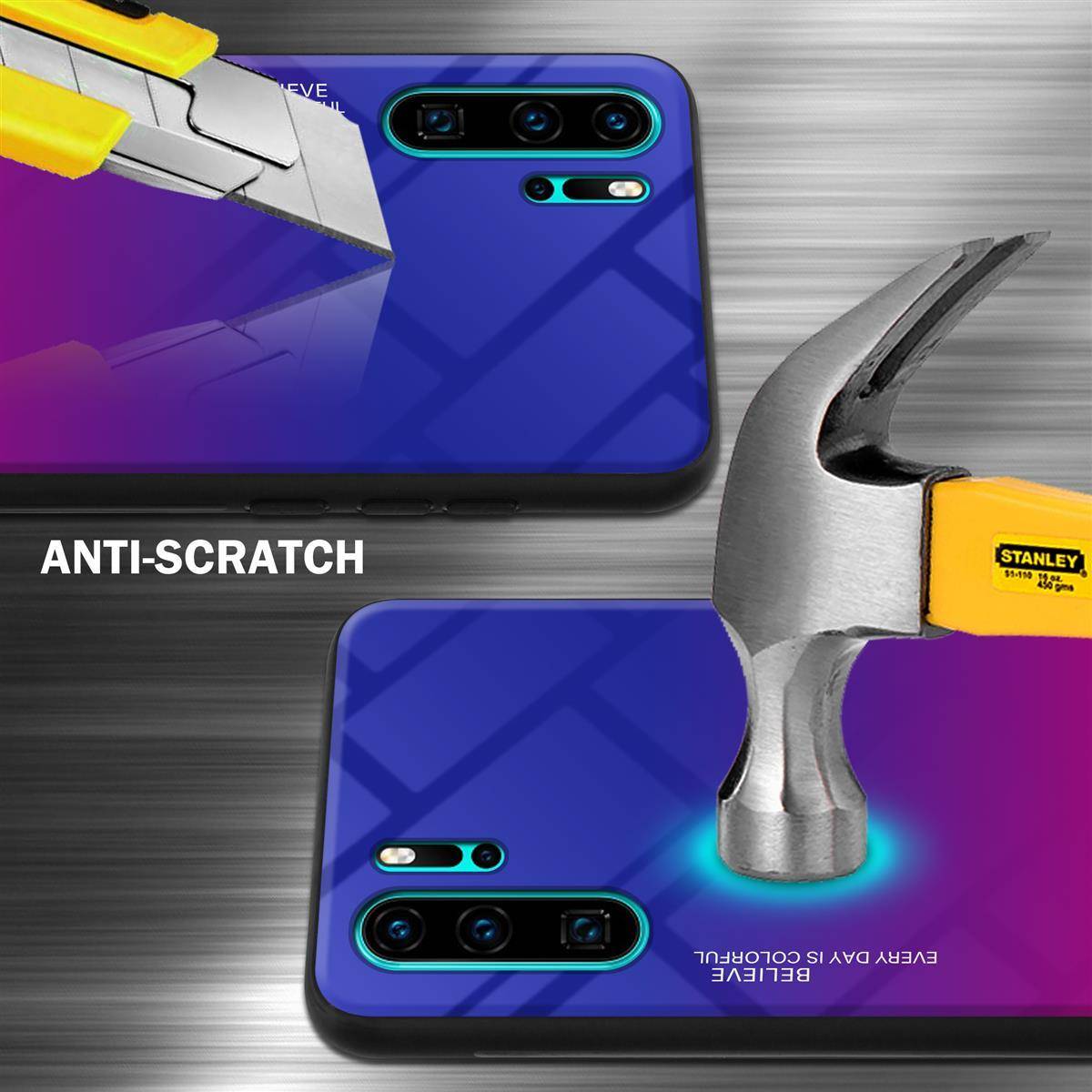 Cadorabo Hülle für Huawei P30 PRO Schutz Hülle in Schwarz Handyhülle TPU Etui Cover Case Tempered Glas