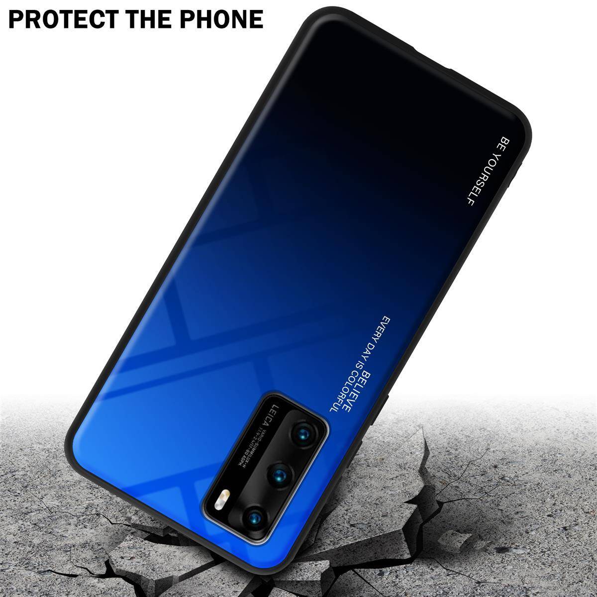 Cadorabo Hülle für Huawei P40 Schutz Hülle in Schwarz Handyhülle TPU Etui Cover Case Tempered Glas
