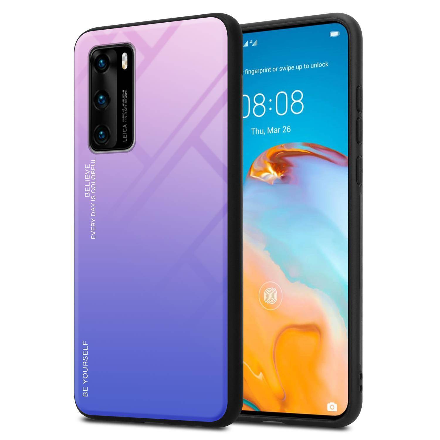 Cadorabo Hülle für Huawei P40 Schutz Hülle in Schwarz Handyhülle TPU Etui Cover Case Tempered Glas