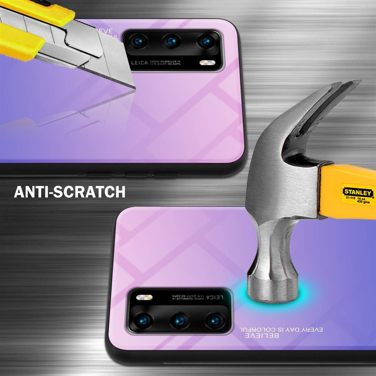 Cadorabo Hülle für Huawei P40 Schutz Hülle in Schwarz Handyhülle TPU Etui Cover Case Tempered Glas
