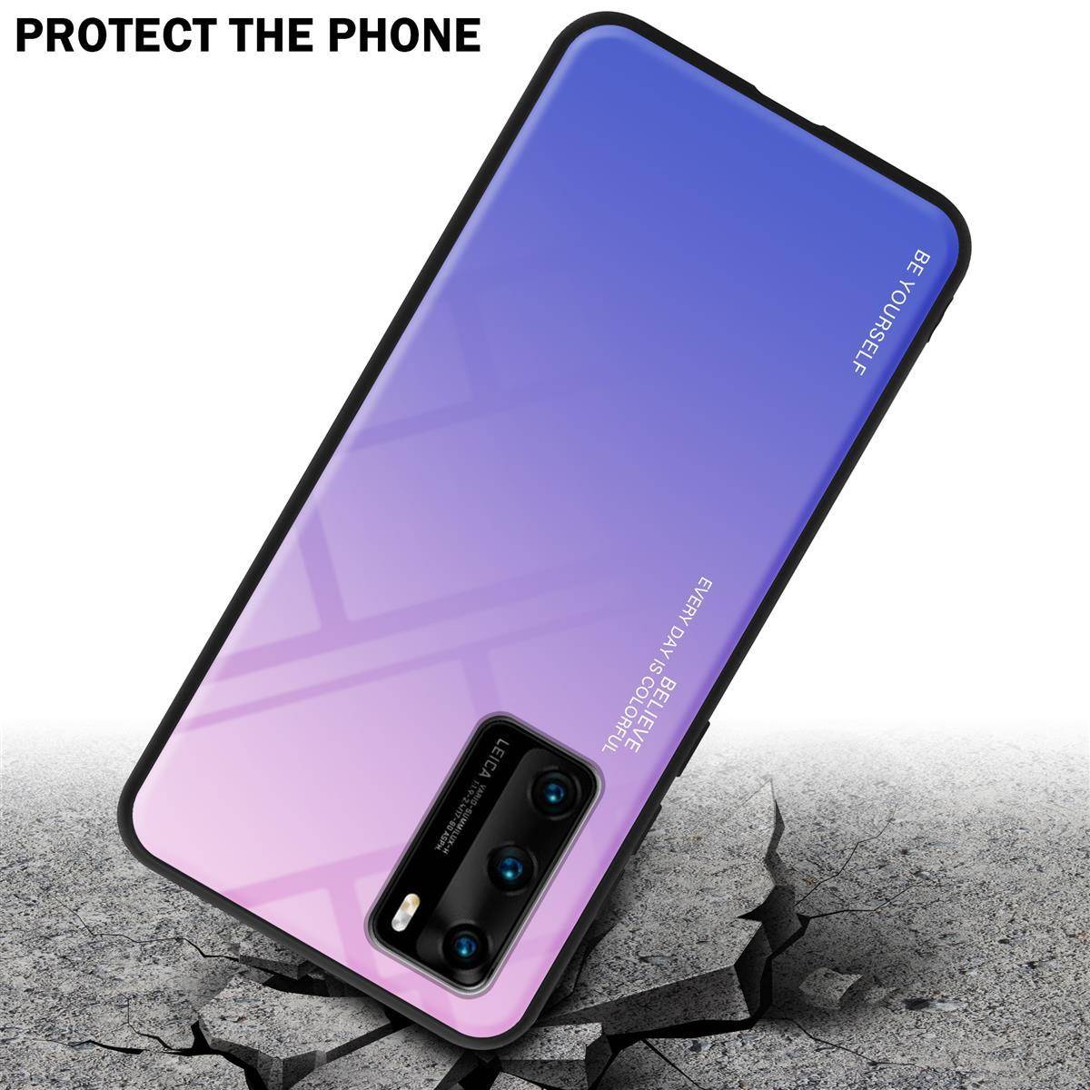 Cadorabo Hülle für Huawei P40 Schutz Hülle in Schwarz Handyhülle TPU Etui Cover Case Tempered Glas