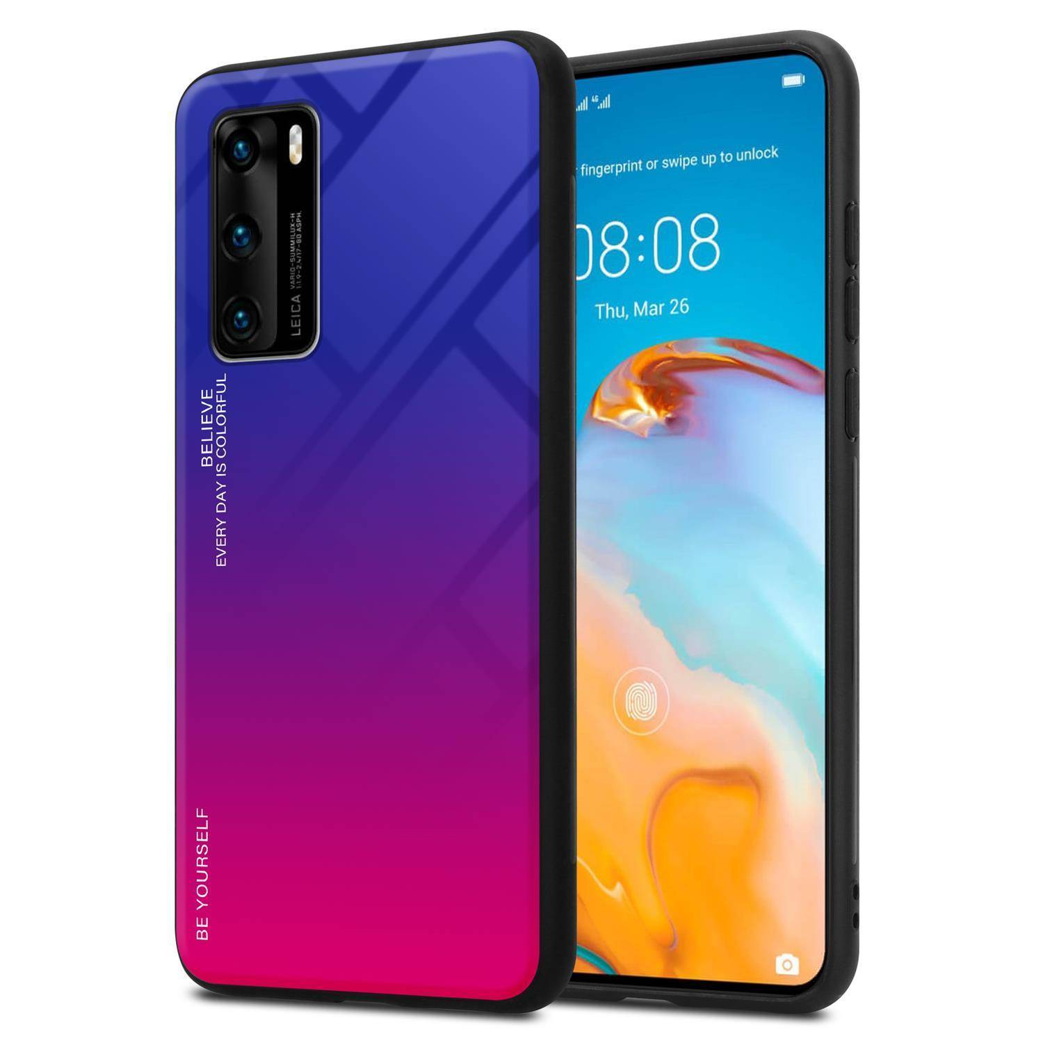 Cadorabo Hülle für Huawei P40 Schutz Hülle in Schwarz Handyhülle TPU Etui Cover Case Tempered Glas