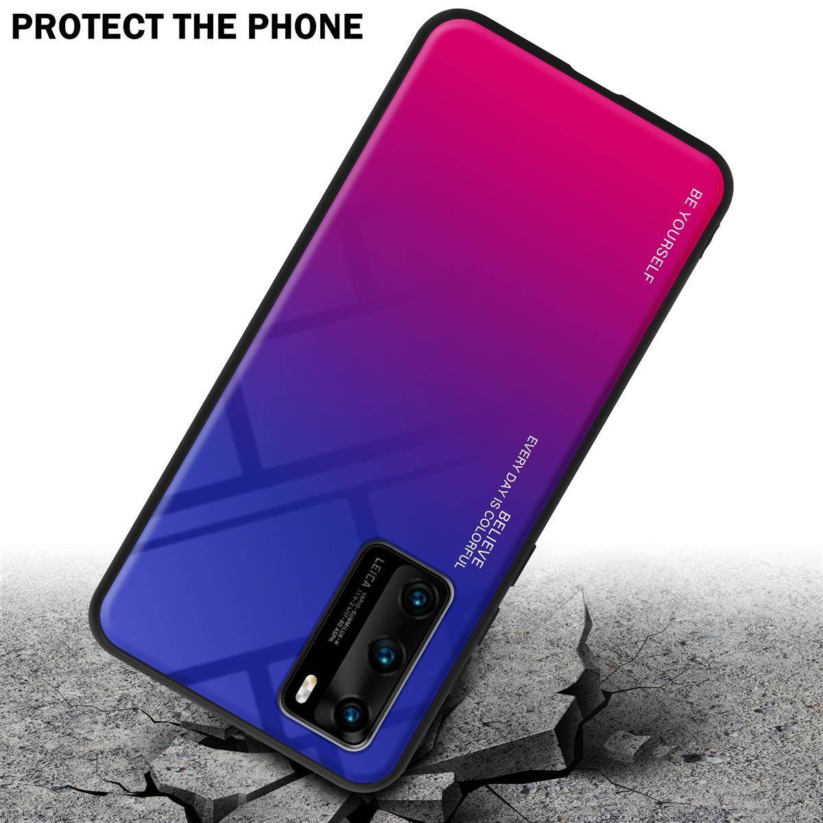Cadorabo Hülle für Huawei P40 Schutz Hülle in Schwarz Handyhülle TPU Etui Cover Case Tempered Glas