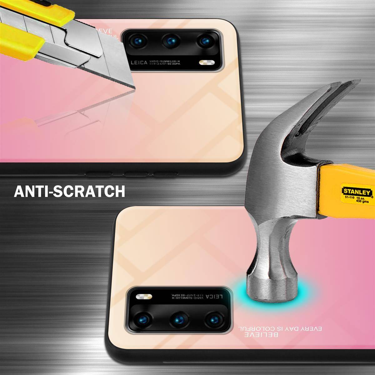 Cadorabo Hülle für Huawei P40 Schutz Hülle in Schwarz Handyhülle TPU Etui Cover Case Tempered Glas