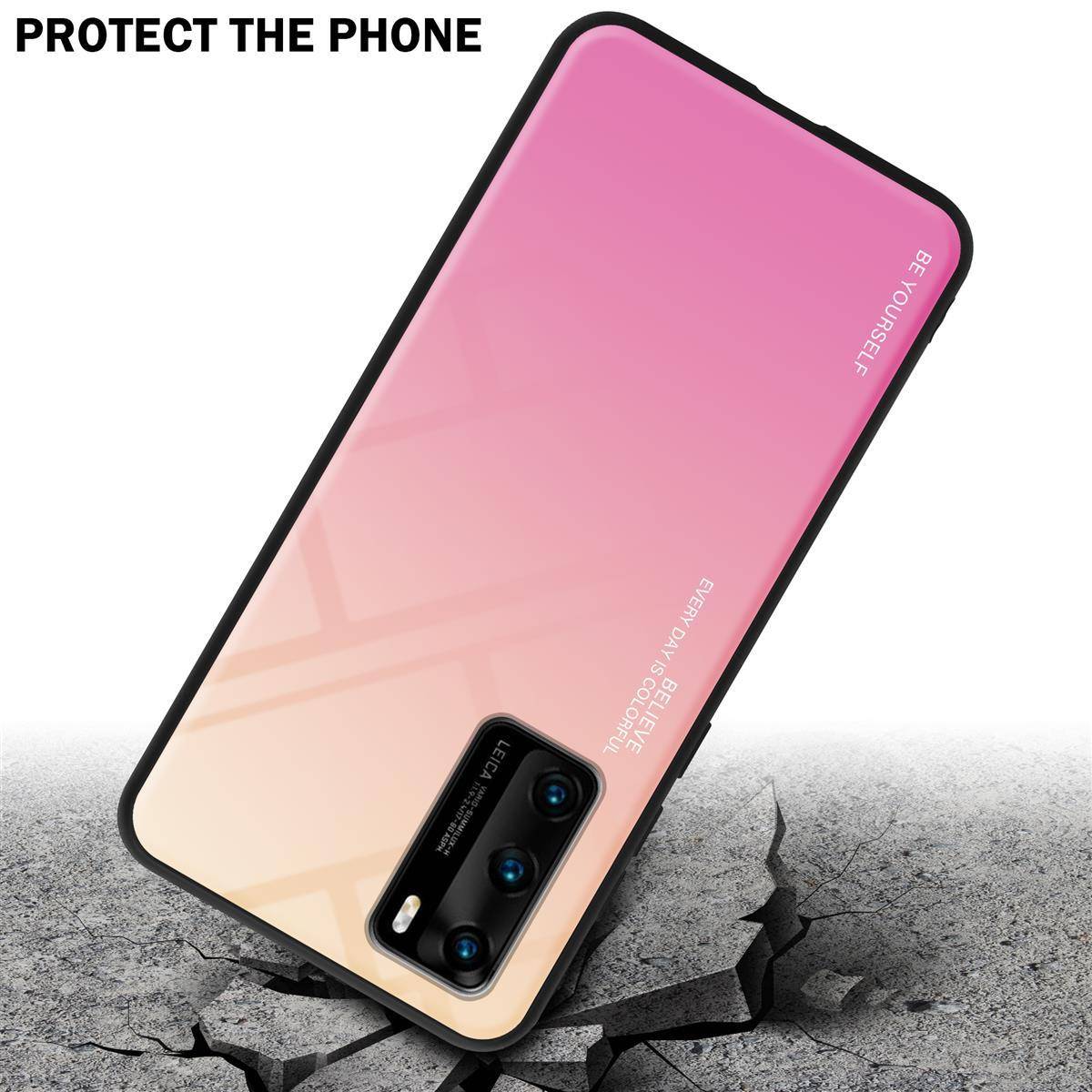 Cadorabo Hülle für Huawei P40 Schutz Hülle in Schwarz Handyhülle TPU Etui Cover Case Tempered Glas