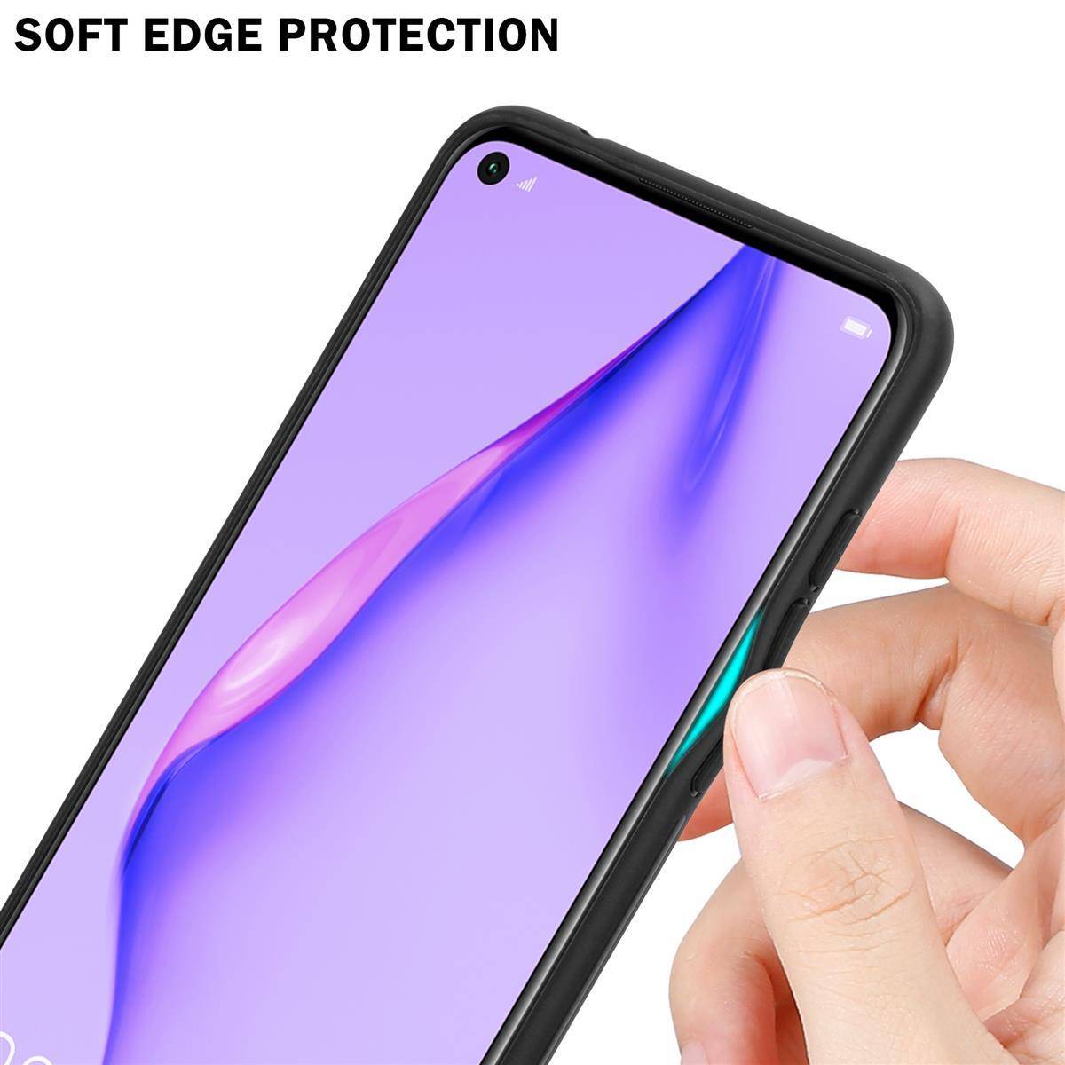 Cadorabo Hülle für Huawei NOVA 6 SE / P40 LITE / NOVA 7i Schutz Hülle in Schwarz Handyhülle TPU Etui Cover Case Tempered