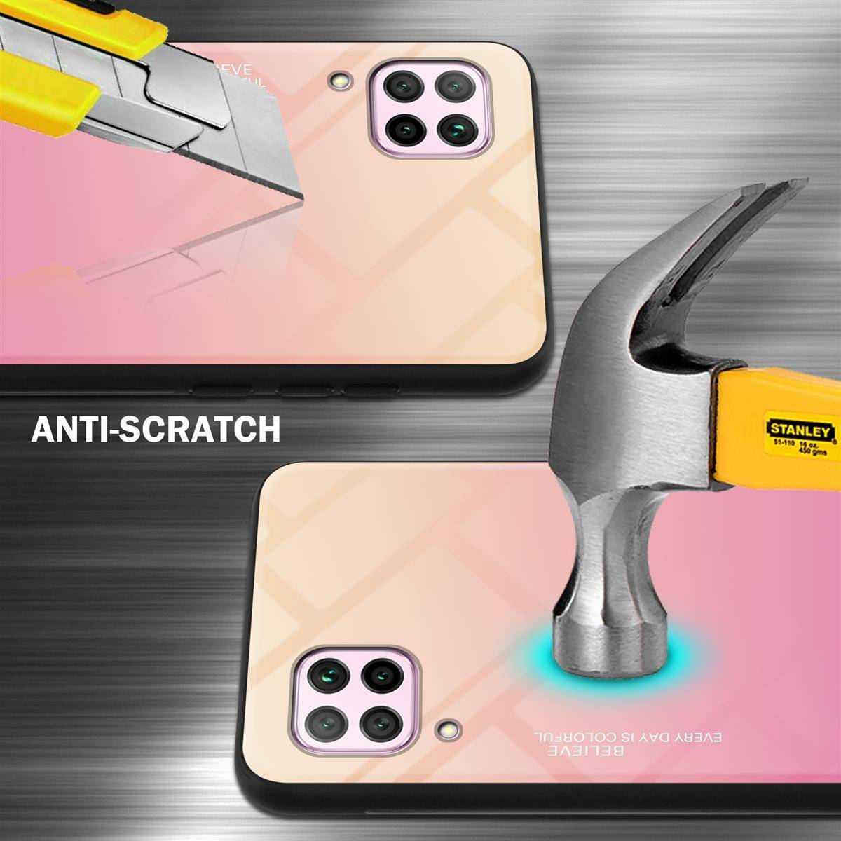 Cadorabo Hülle für Huawei NOVA 6 SE / P40 LITE / NOVA 7i Schutz Hülle in Schwarz Handyhülle TPU Etui Cover Case Tempered