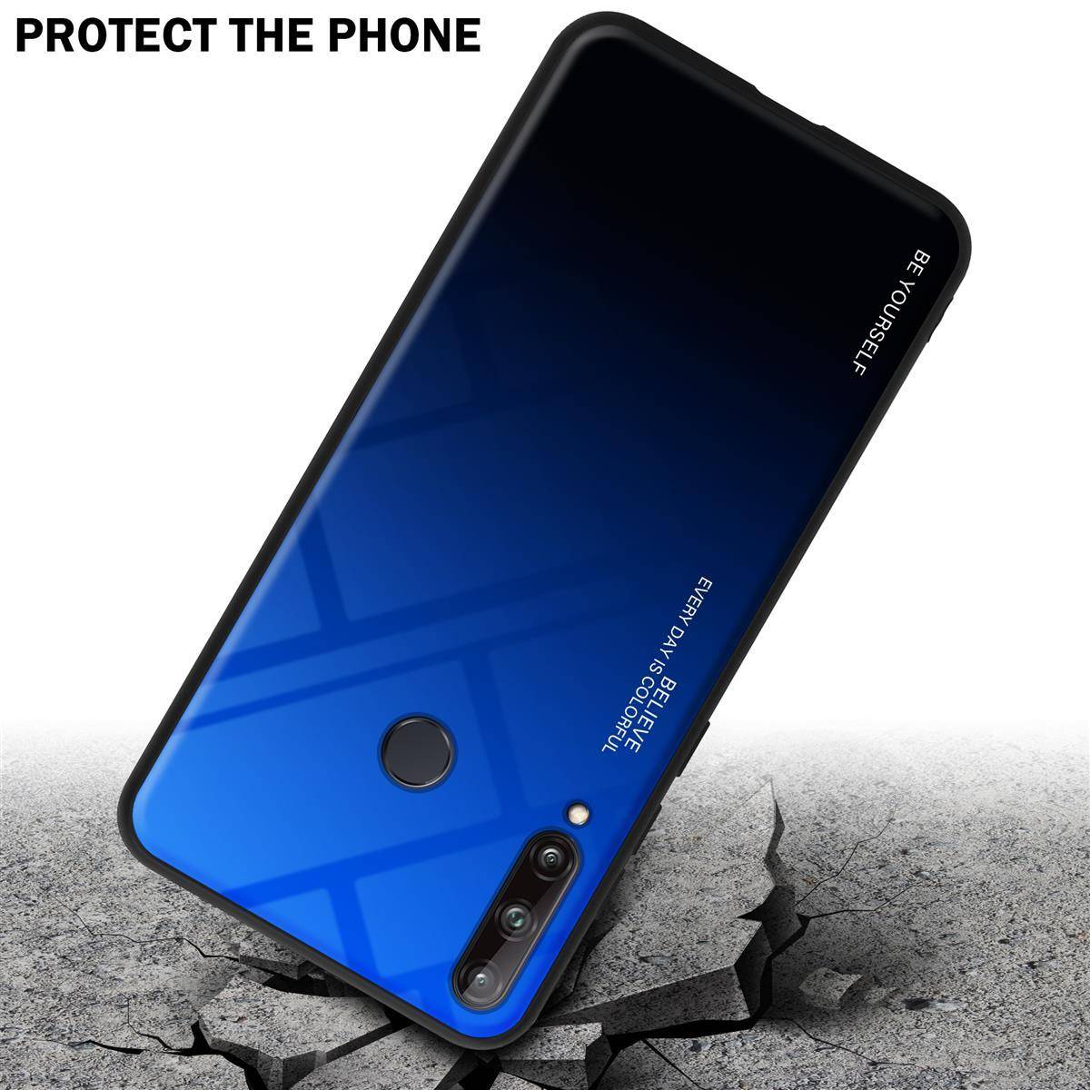 Cadorabo Hülle für Huawei P40 LITE E Schutz Hülle in Schwarz Handyhülle TPU Etui Cover Case Tempered Glas