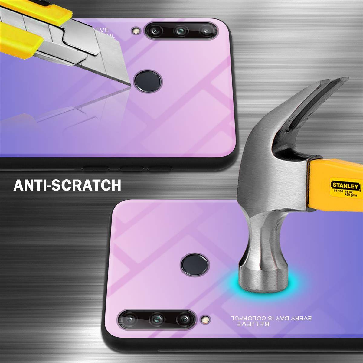 Cadorabo Hülle für Huawei P40 LITE E Schutz Hülle in Schwarz Handyhülle TPU Etui Cover Case Tempered Glas