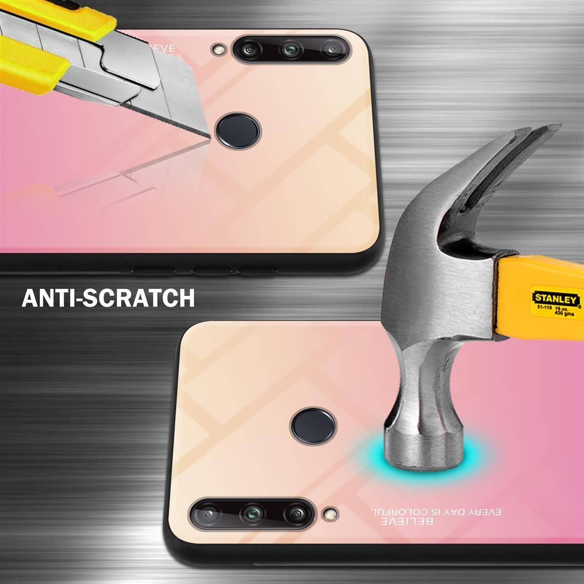 Cadorabo Hülle für Huawei P40 LITE E Schutz Hülle in Schwarz Handyhülle TPU Etui Cover Case Tempered Glas