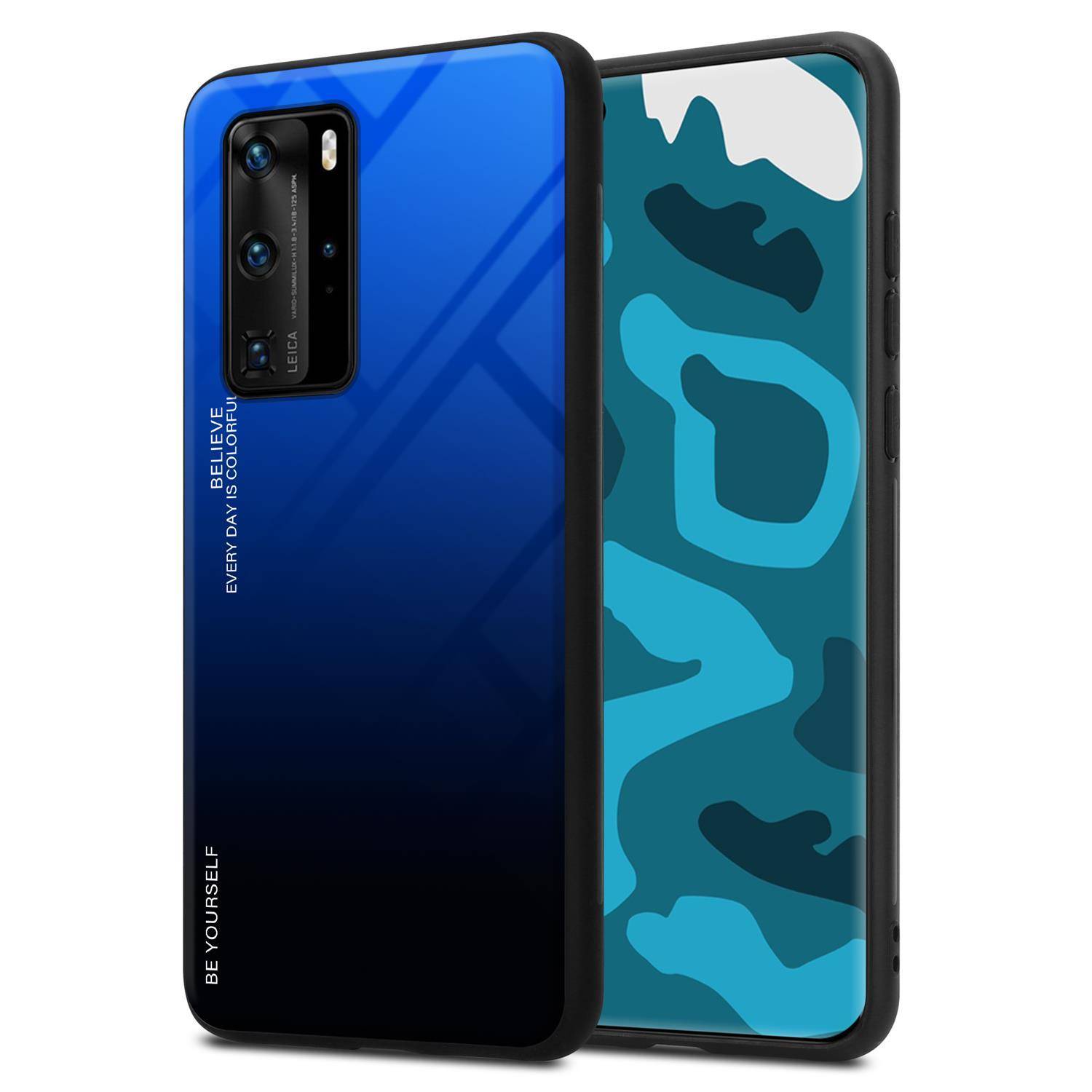Cadorabo Hülle für Huawei P40 PRO / P40 PRO+ Schutz Hülle in Schwarz Handyhülle TPU Etui Cover Case Tempered Glas