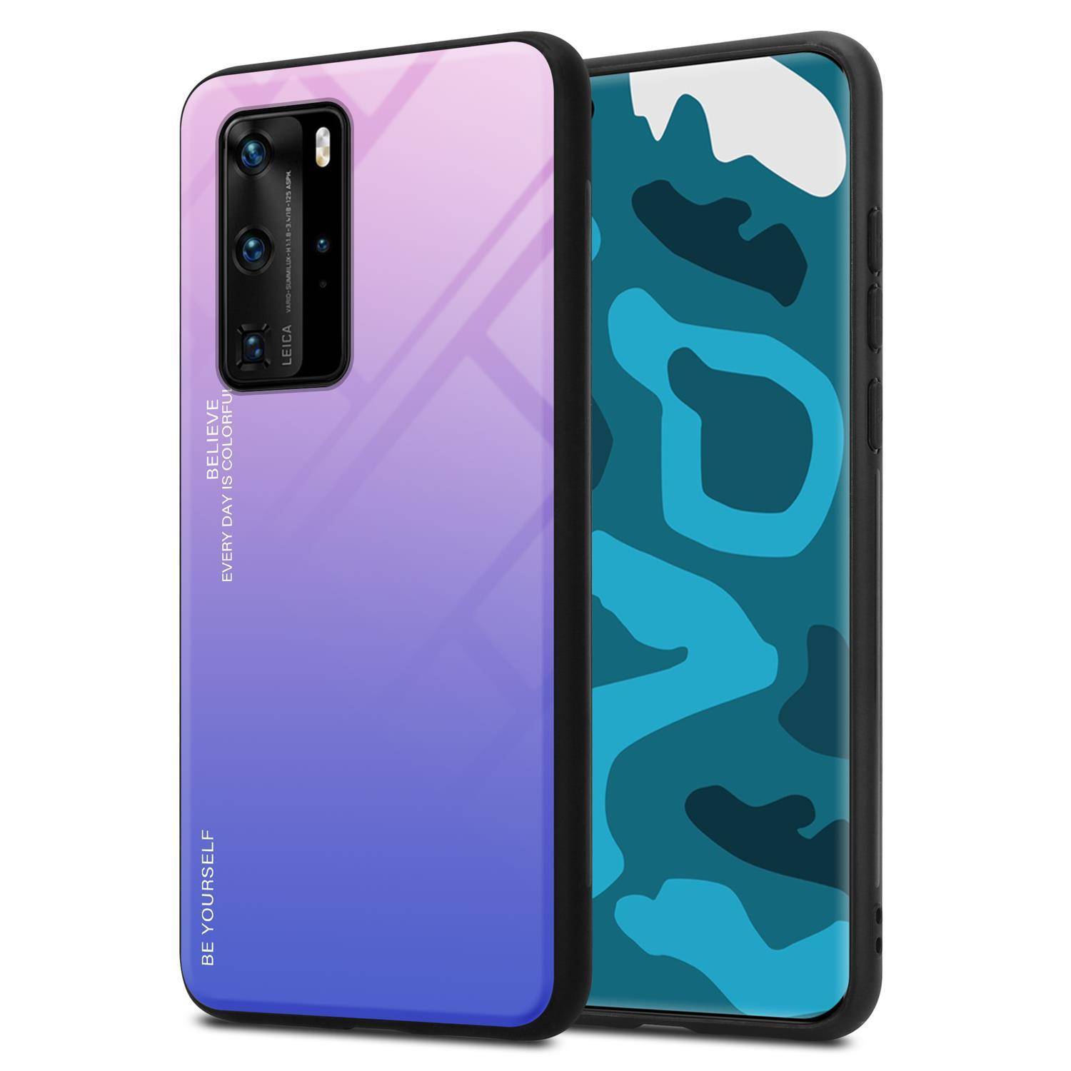 Cadorabo Hülle für Huawei P40 PRO / P40 PRO+ Schutz Hülle in Schwarz Handyhülle TPU Etui Cover Case Tempered Glas