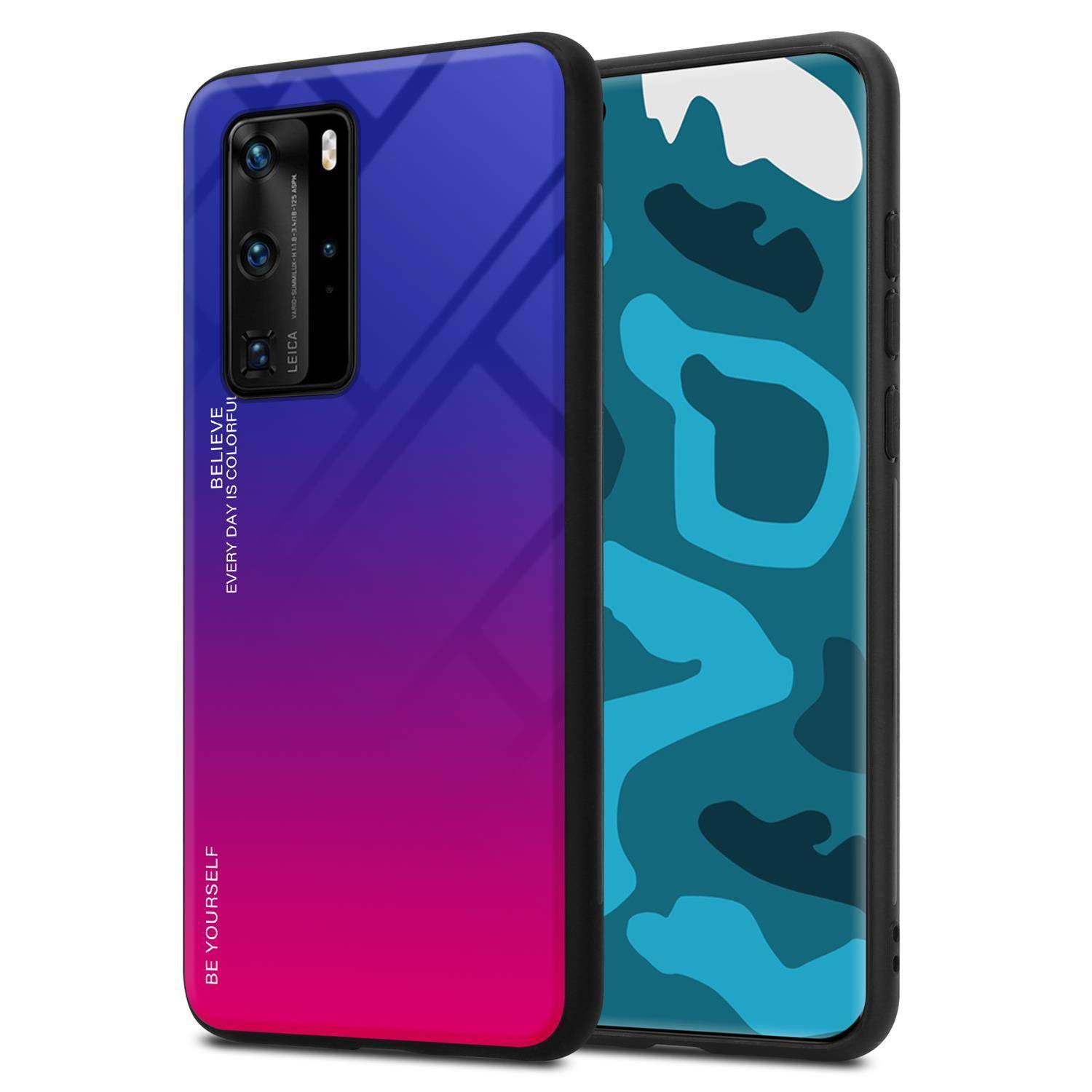 Cadorabo Hülle für Huawei P40 PRO / P40 PRO+ Schutz Hülle in Schwarz Handyhülle TPU Etui Cover Case Tempered Glas