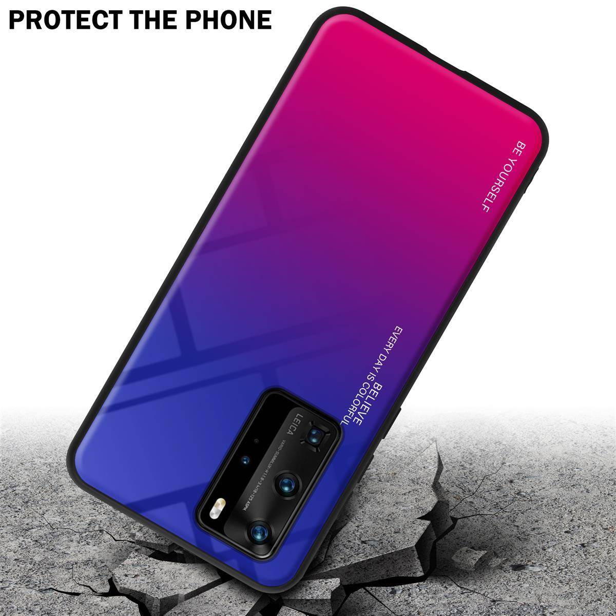 Cadorabo Hülle für Huawei P40 PRO / P40 PRO+ Schutz Hülle in Schwarz Handyhülle TPU Etui Cover Case Tempered Glas