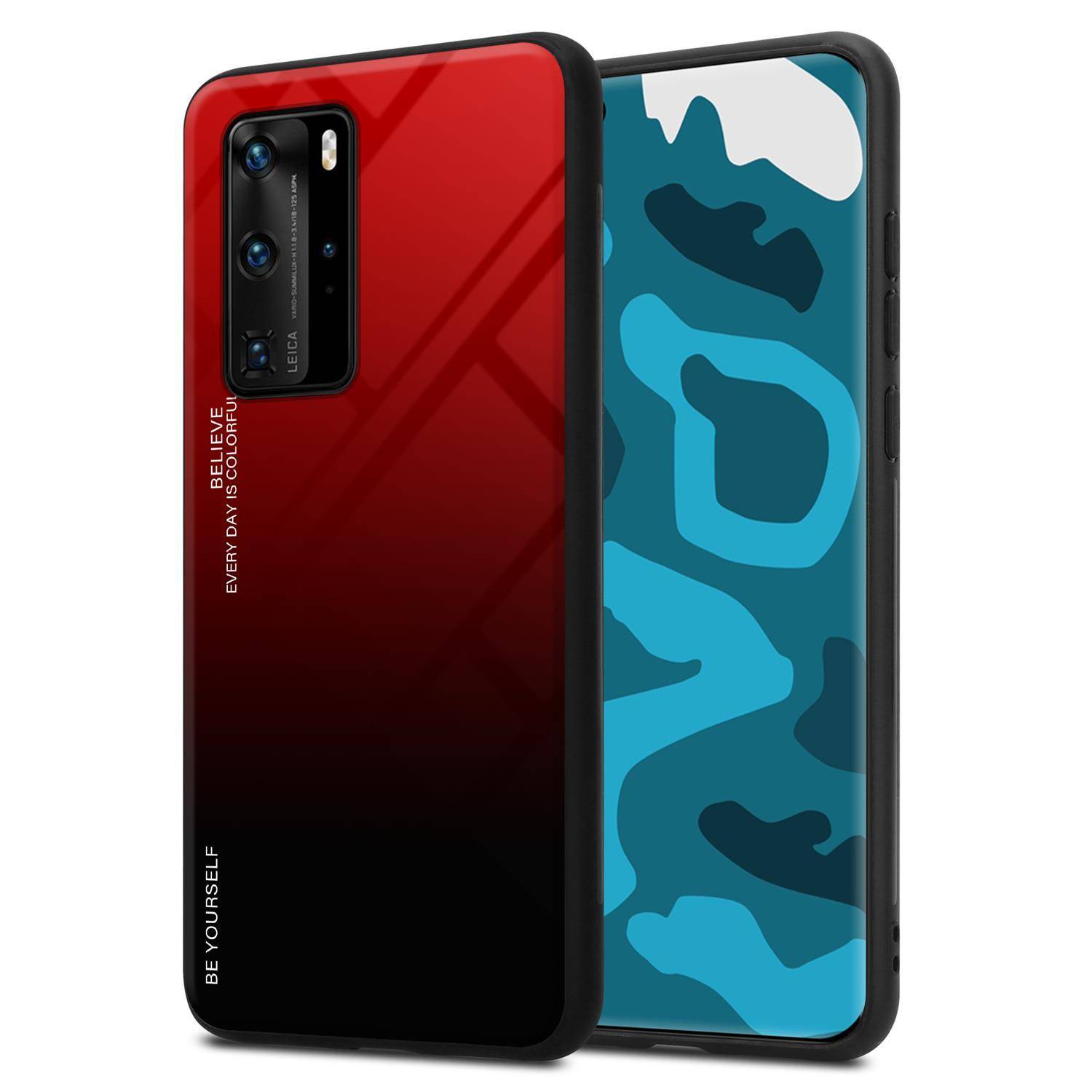 Cadorabo Hülle für Huawei P40 PRO / P40 PRO+ Schutz Hülle in Schwarz Handyhülle TPU Etui Cover Case Tempered Glas
