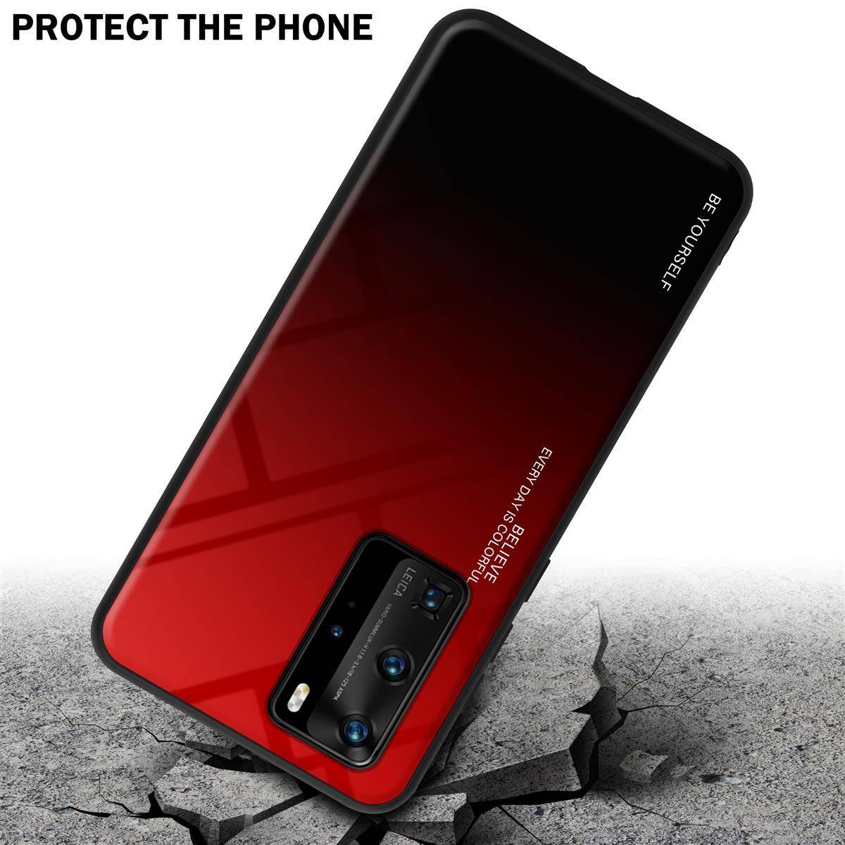 Cadorabo Hülle für Huawei P40 PRO / P40 PRO+ Schutz Hülle in Schwarz Handyhülle TPU Etui Cover Case Tempered Glas
