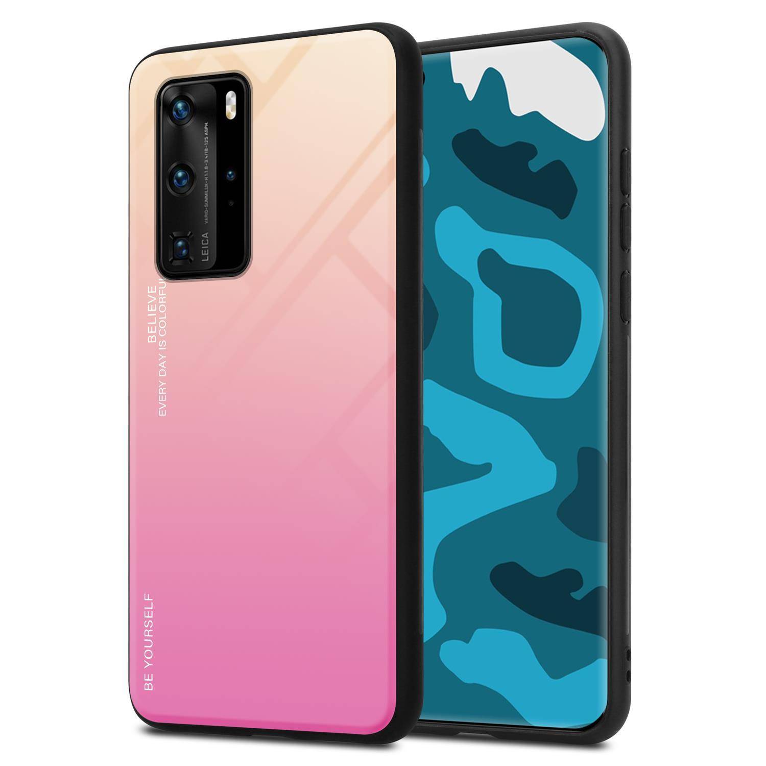 Cadorabo Hülle für Huawei P40 PRO / P40 PRO+ Schutz Hülle in Schwarz Handyhülle TPU Etui Cover Case Tempered Glas