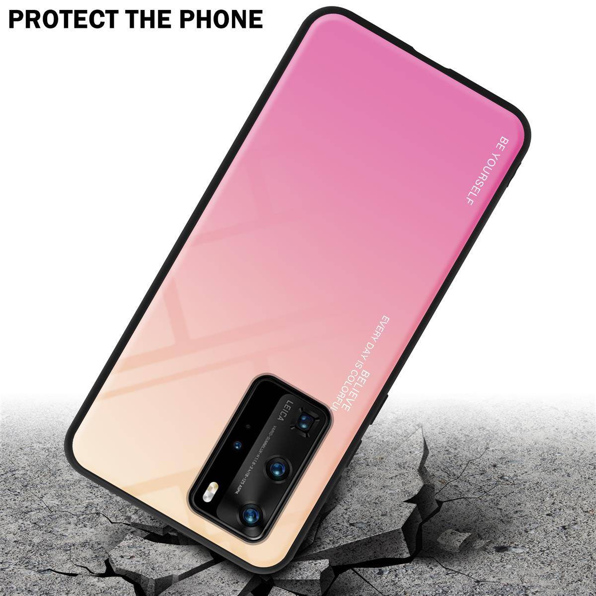 Cadorabo Hülle für Huawei P40 PRO / P40 PRO+ Schutz Hülle in Schwarz Handyhülle TPU Etui Cover Case Tempered Glas