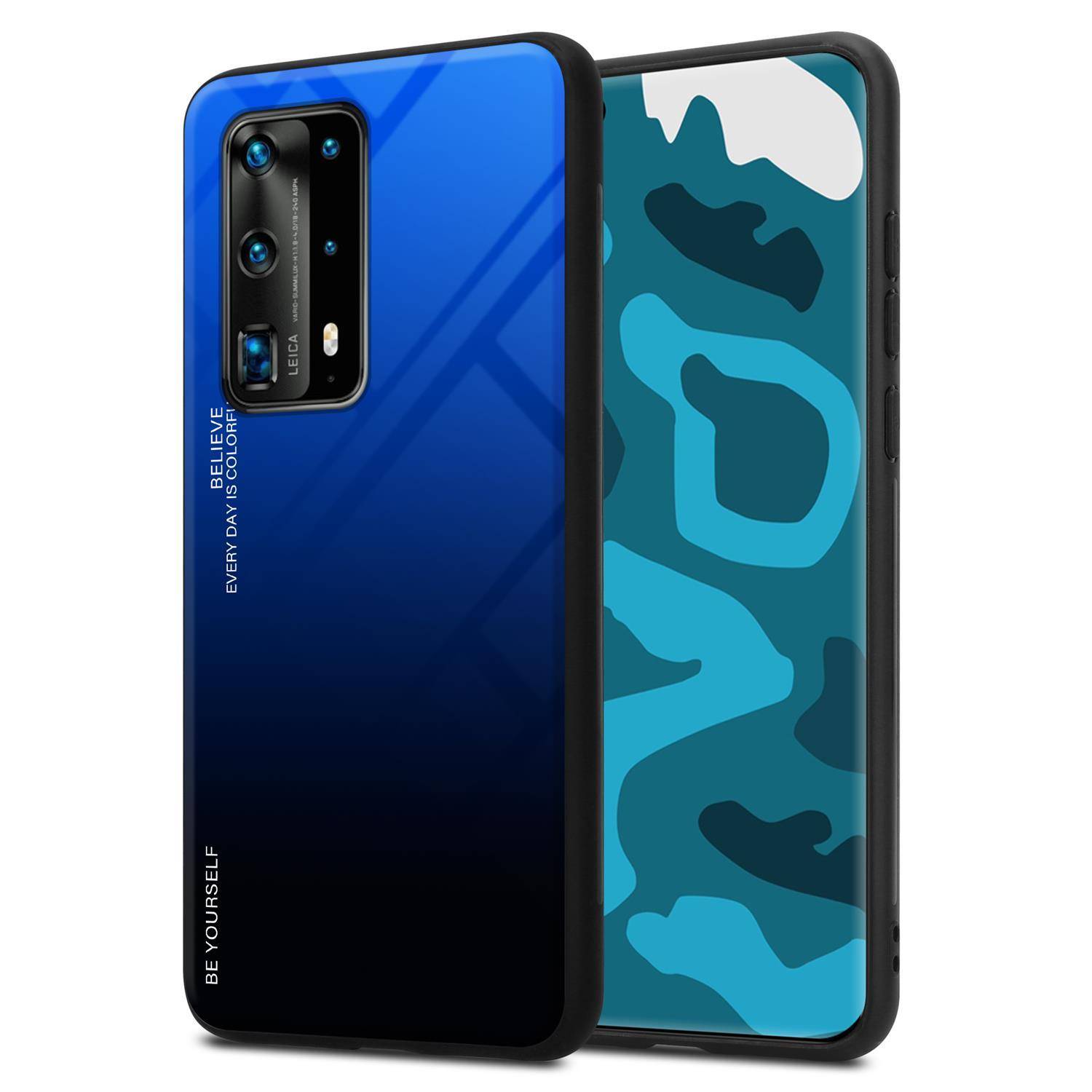 Cadorabo Hülle für Huawei P40 PRO / P40 PRO+ Schutz Hülle in Schwarz Handyhülle TPU Etui Cover Case Tempered Glas