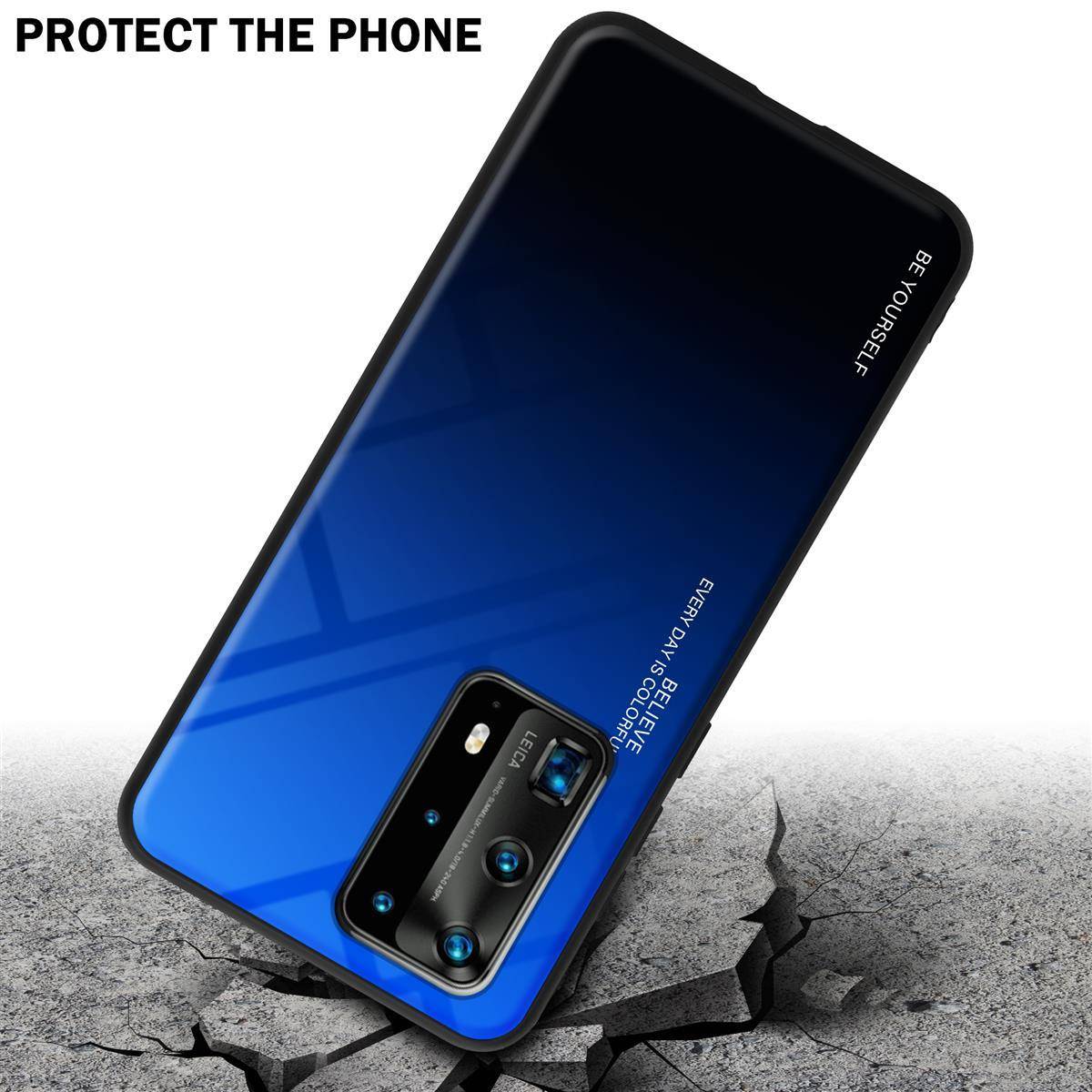 Cadorabo Hülle für Huawei P40 PRO / P40 PRO+ Schutz Hülle in Schwarz Handyhülle TPU Etui Cover Case Tempered Glas