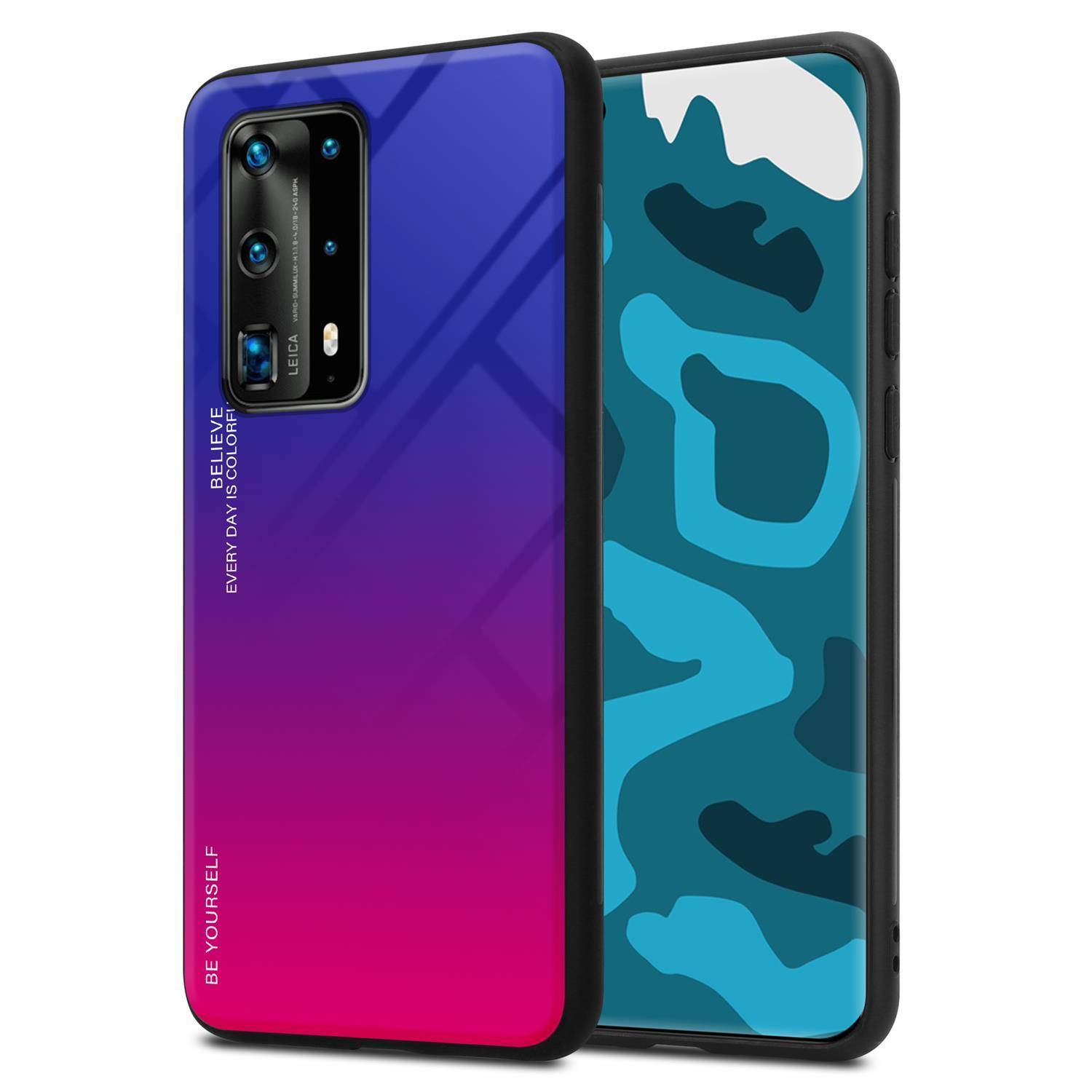 Cadorabo Hülle für Huawei P40 PRO / P40 PRO+ Schutz Hülle in Schwarz Handyhülle TPU Etui Cover Case Tempered Glas