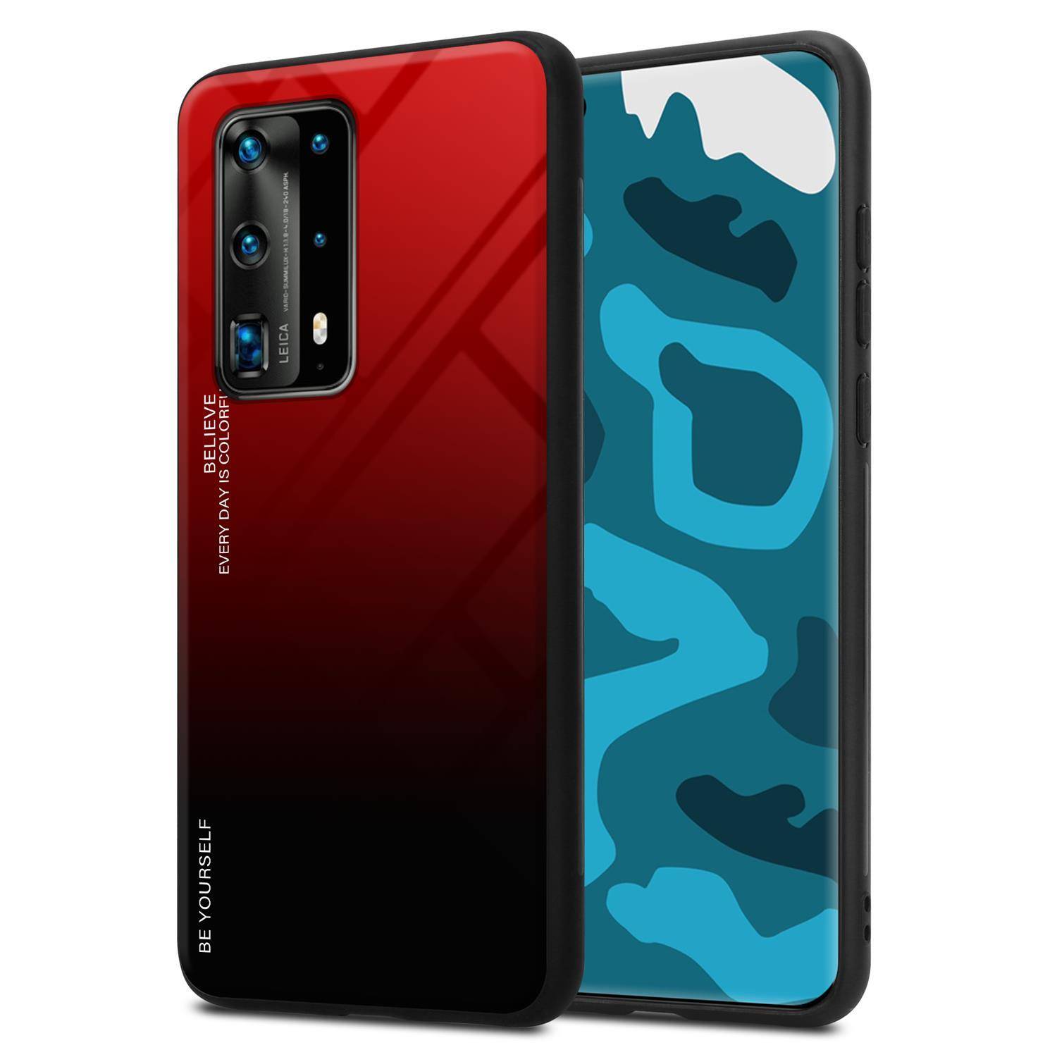 Cadorabo Hülle für Huawei P40 PRO / P40 PRO+ Schutz Hülle in Schwarz Handyhülle TPU Etui Cover Case Tempered Glas
