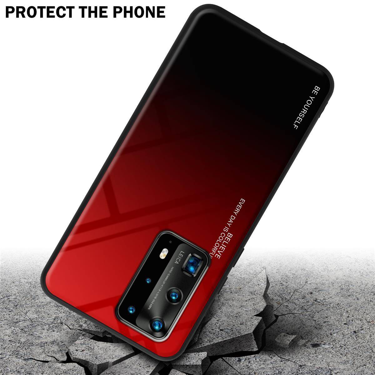 Cadorabo Hülle für Huawei P40 PRO / P40 PRO+ Schutz Hülle in Schwarz Handyhülle TPU Etui Cover Case Tempered Glas