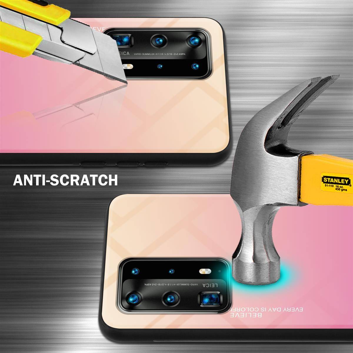 Cadorabo Hülle für Huawei P40 PRO / P40 PRO+ Schutz Hülle in Schwarz Handyhülle TPU Etui Cover Case Tempered Glas