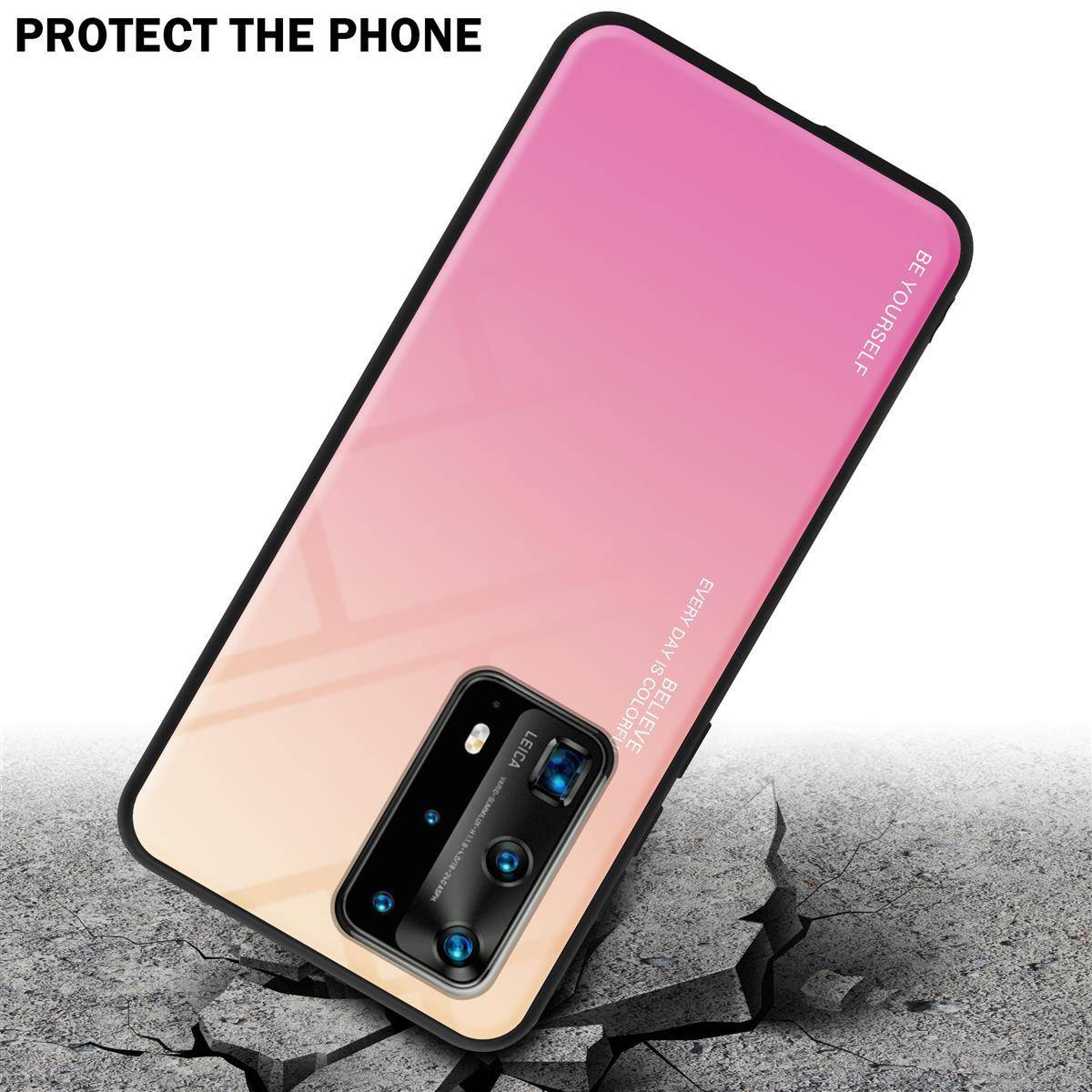 Cadorabo Hülle für Huawei P40 PRO / P40 PRO+ Schutz Hülle in Schwarz Handyhülle TPU Etui Cover Case Tempered Glas