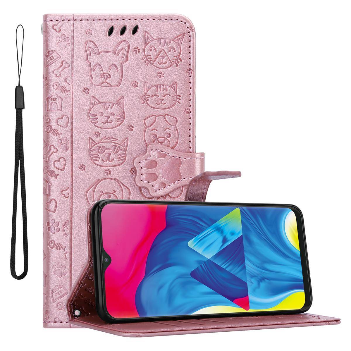 Cadorabo Hülle für Samsung Galaxy A10 / M10 Schutz Hülle in Rosa Handyhülle Cover Etui Case Booklet Hunde Katzen