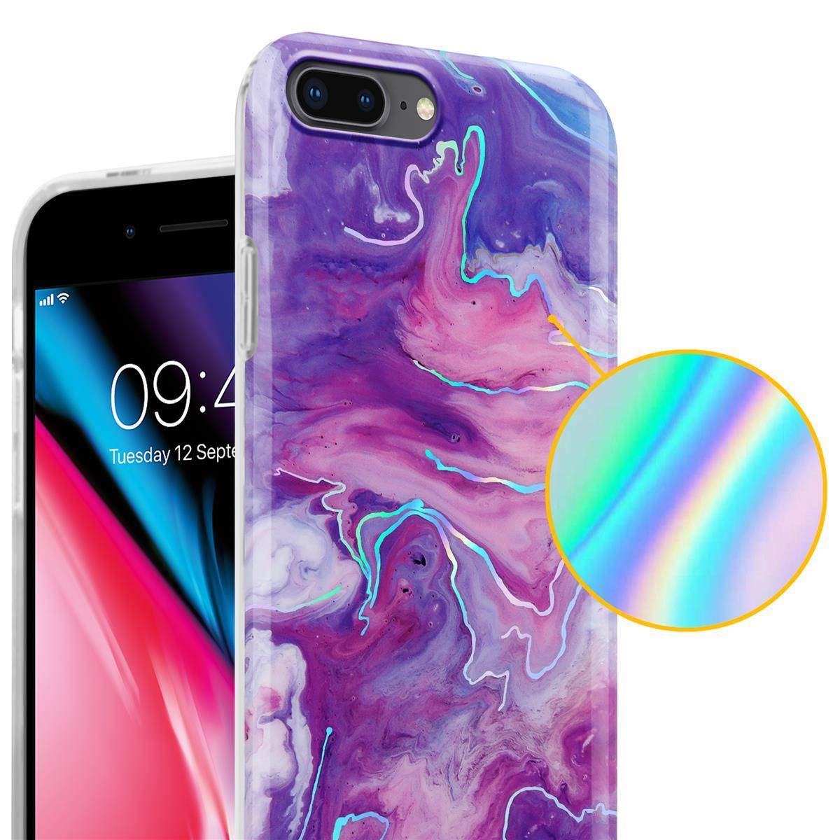 Cadorabo Schutzhülle für Apple iPhone 7 PLUS / 7S PLUS / 8 PLUS Hülle in Lila TPU Handyhülle Etui Case Cover