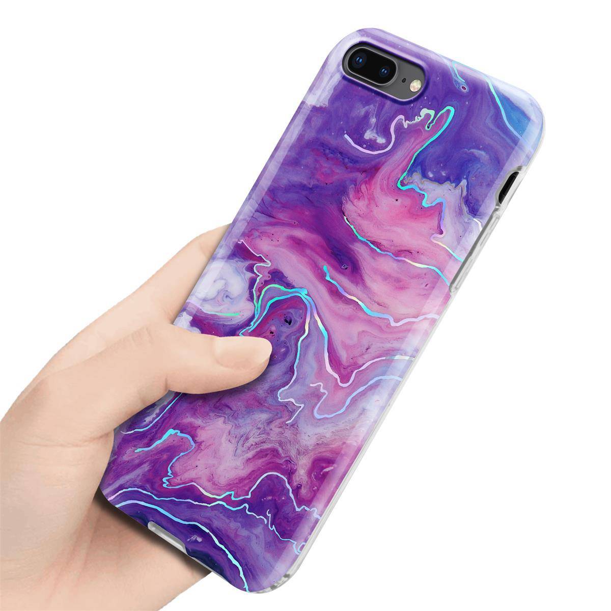 Cadorabo Schutzhülle für Apple iPhone 7 PLUS / 7S PLUS / 8 PLUS Hülle in Lila TPU Handyhülle Etui Case Cover