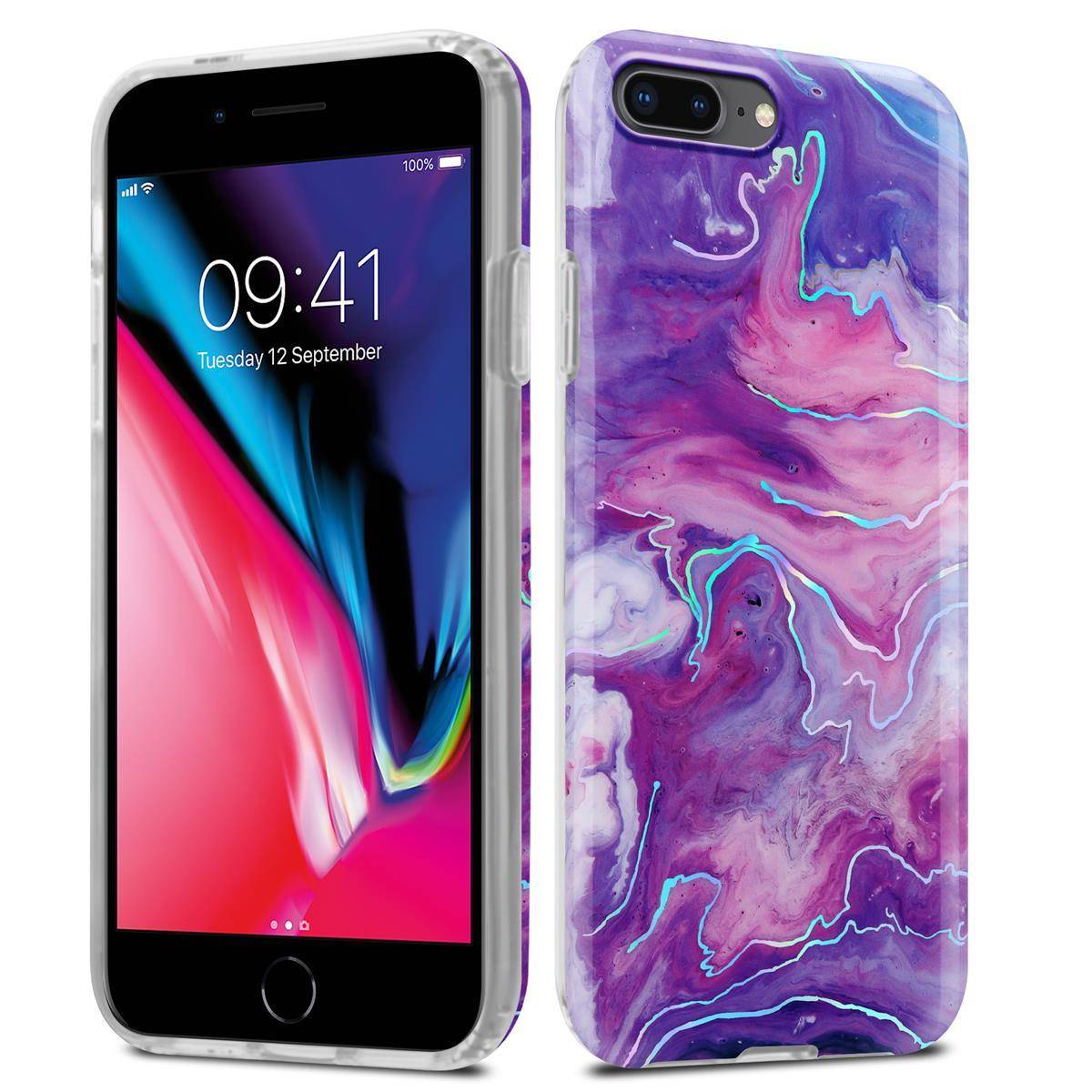 Cadorabo Schutzhülle für Apple iPhone 7 PLUS / 7S PLUS / 8 PLUS Hülle in Lila TPU Handyhülle Etui Case Cover
