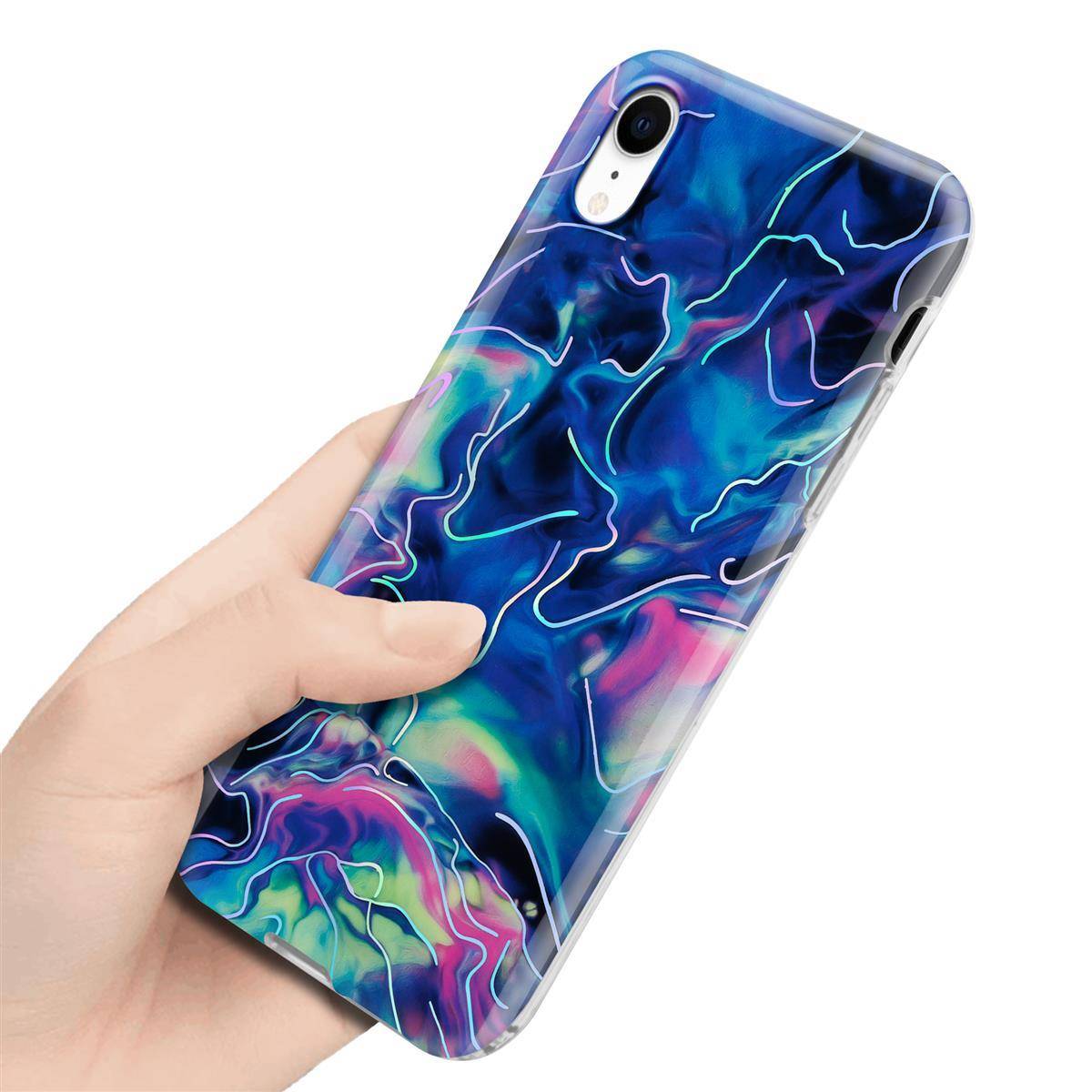 Cadorabo Schutzhülle für Apple iPhone XR Hülle in Blau TPU Handyhülle Etui Case Cover