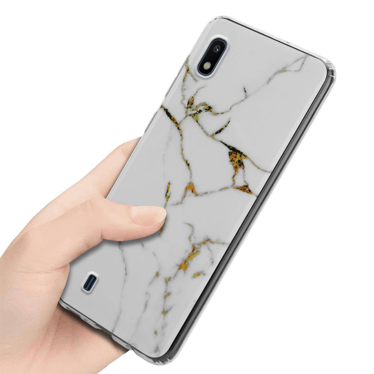 Cadorabo Schutzhülle für Samsung Galaxy A10 / M10 Hülle in Weiß TPU Handyhülle Etui Case Cover