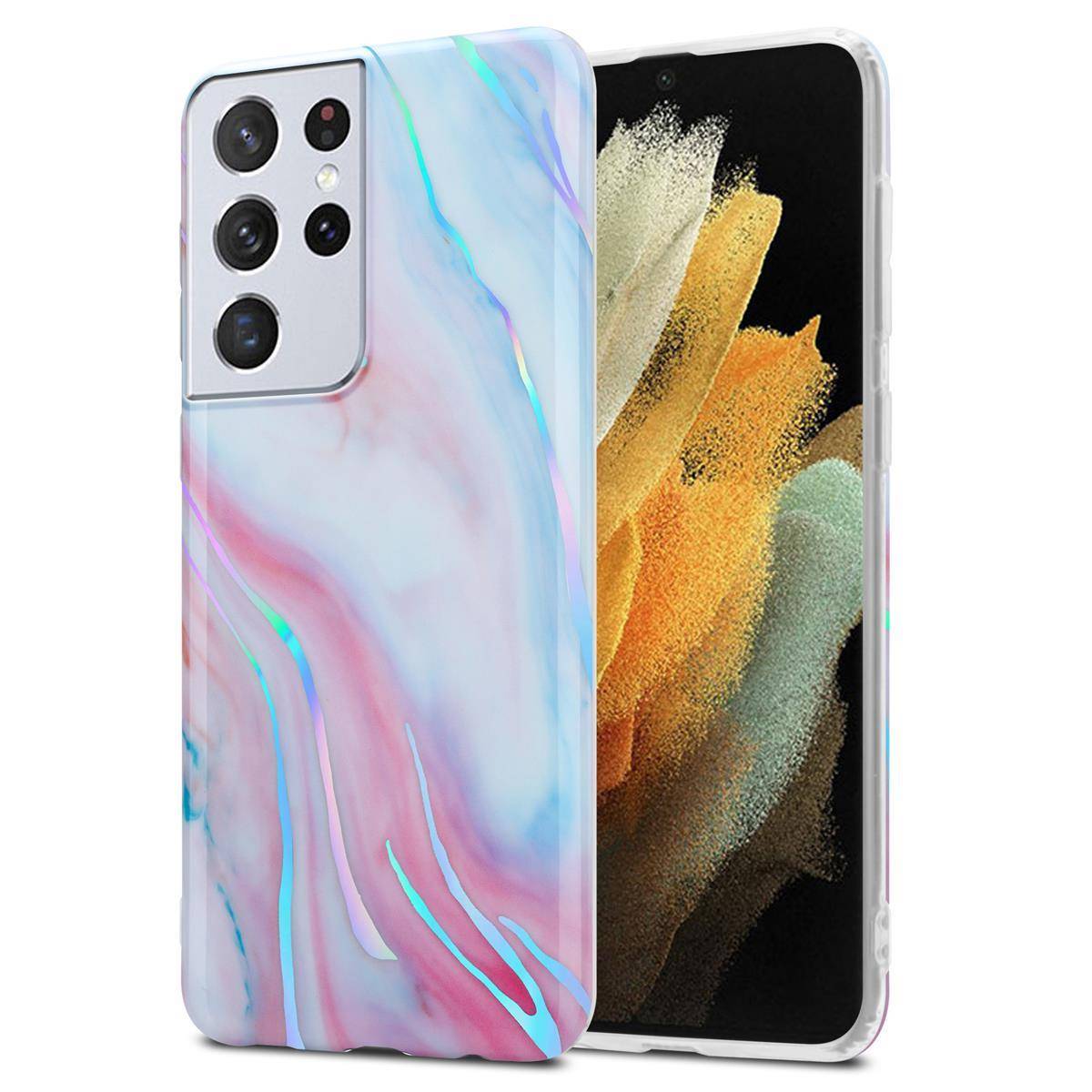 Cadorabo Schutzhülle für Samsung Galaxy S21 ULTRA Hülle in Weiß TPU Handyhülle Etui Case Cover