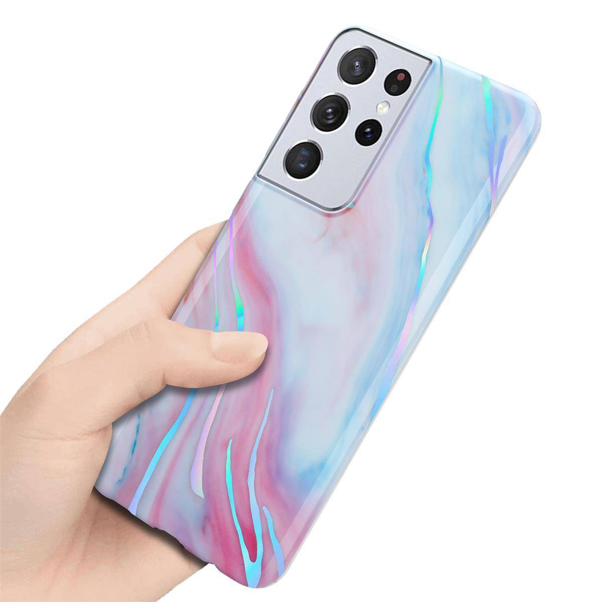 Cadorabo Schutzhülle für Samsung Galaxy S21 ULTRA Hülle in Weiß TPU Handyhülle Etui Case Cover