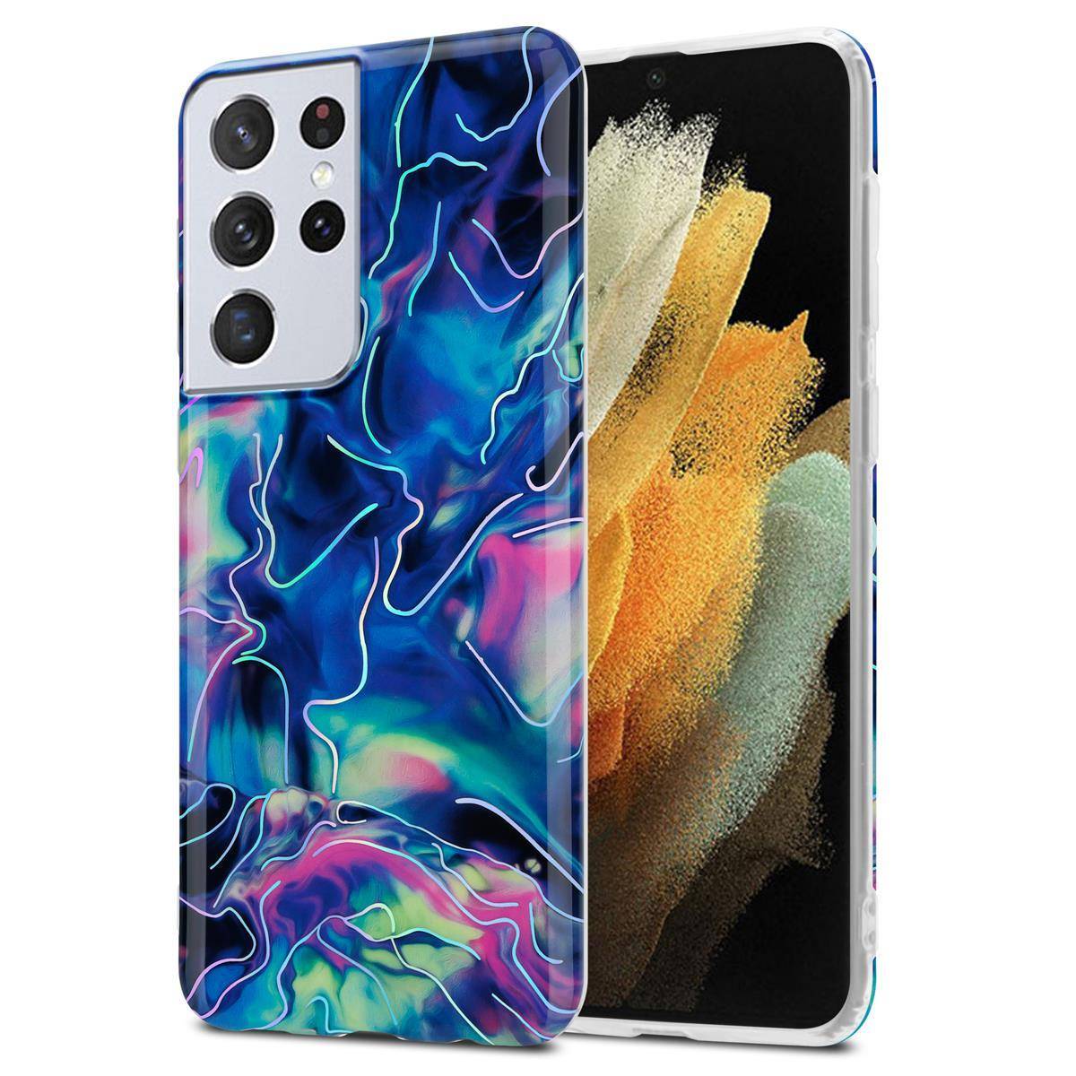 Cadorabo Schutzhülle für Samsung Galaxy S21 ULTRA Hülle in Blau TPU Handyhülle Etui Case Cover