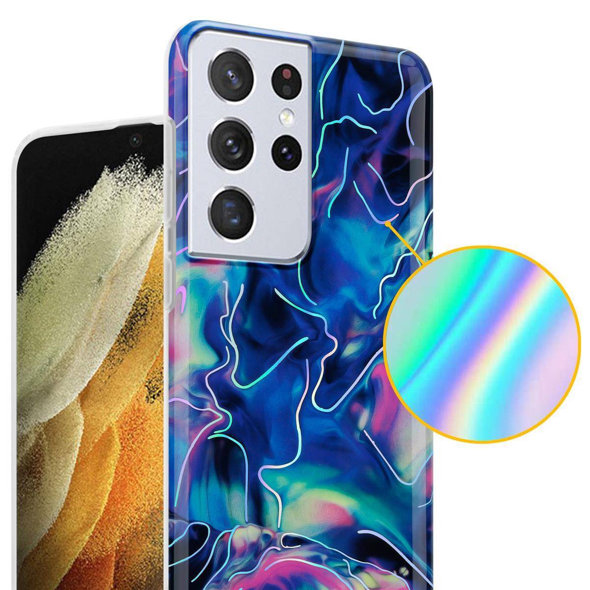 Cadorabo Schutzhülle für Samsung Galaxy S21 ULTRA Hülle in Blau TPU Handyhülle Etui Case Cover