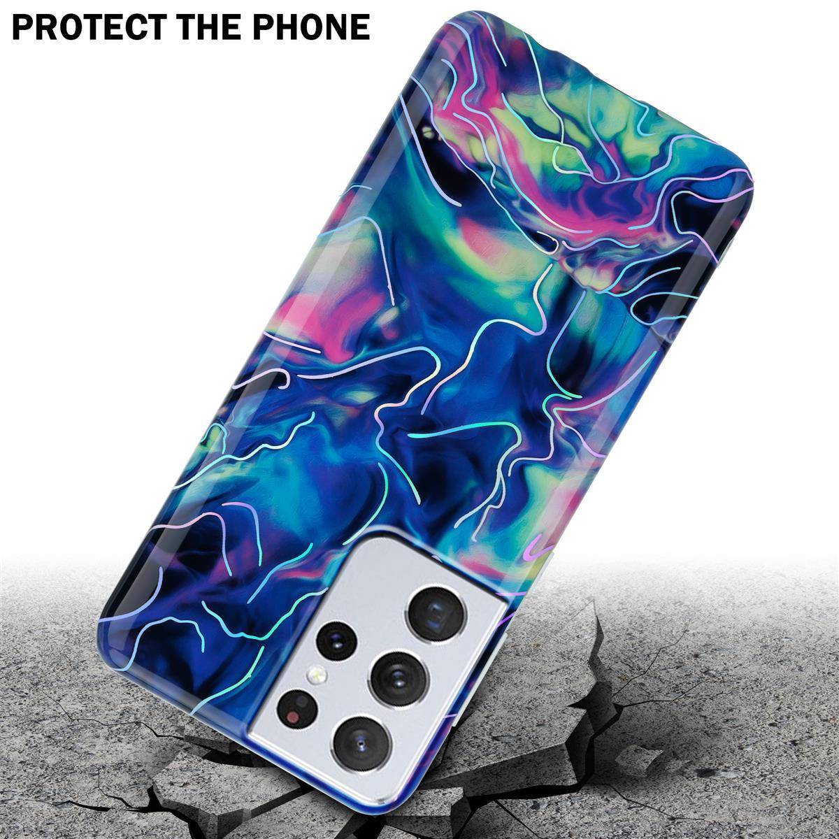 Cadorabo Schutzhülle für Samsung Galaxy S21 ULTRA Hülle in Blau TPU Handyhülle Etui Case Cover