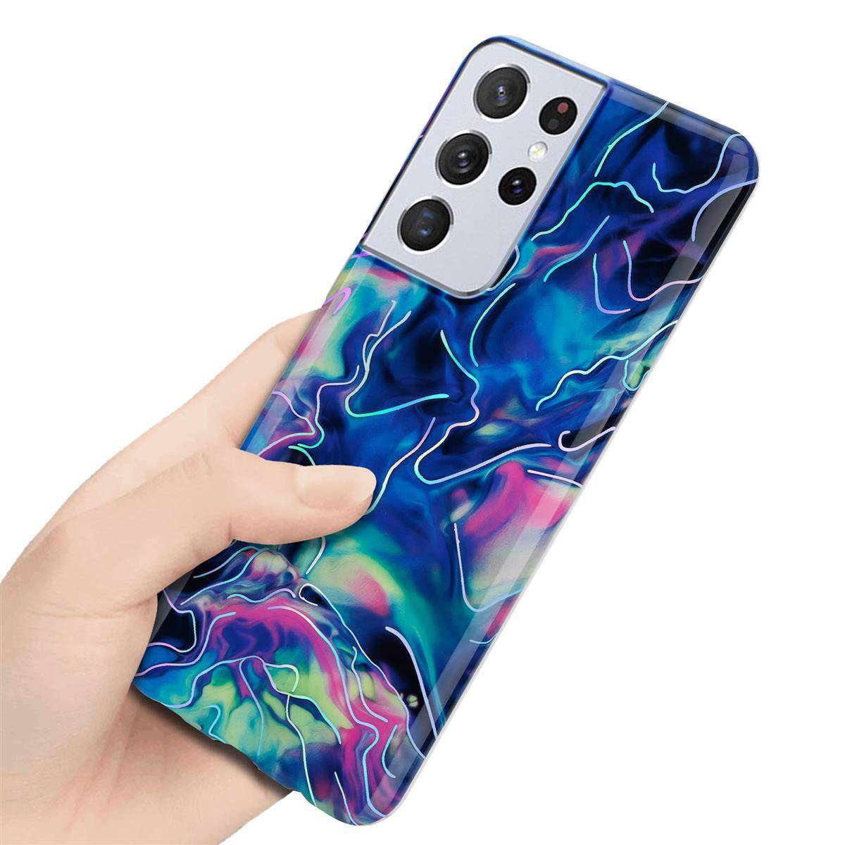 Cadorabo Schutzhülle für Samsung Galaxy S21 ULTRA Hülle in Blau TPU Handyhülle Etui Case Cover