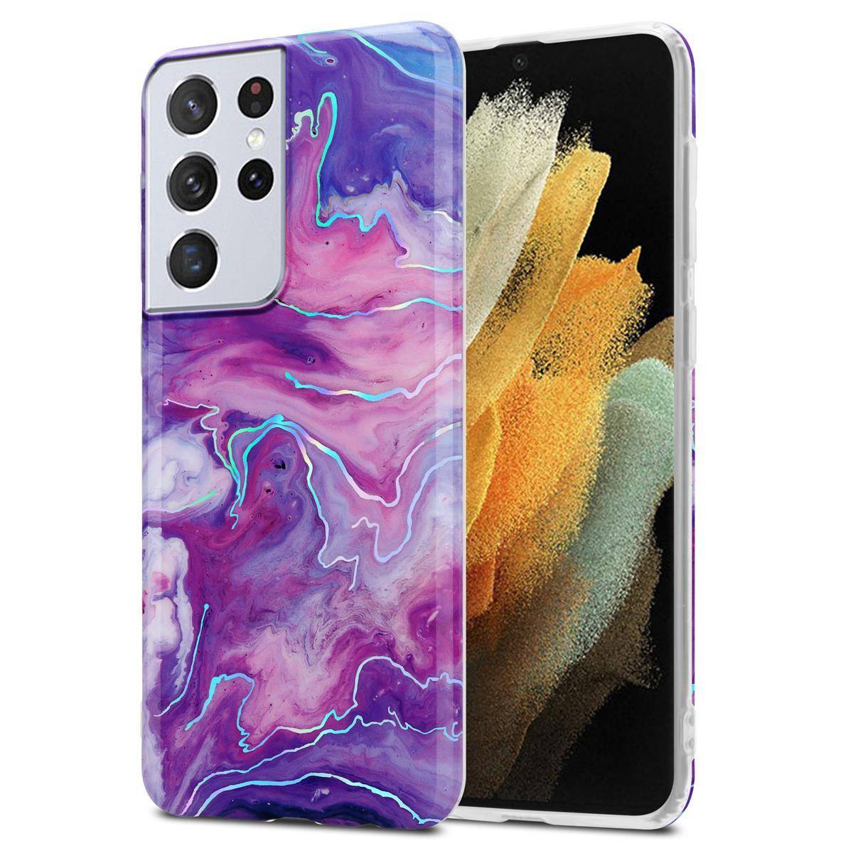 Cadorabo Schutzhülle für Samsung Galaxy S21 ULTRA Hülle in Lila TPU Handyhülle Etui Case Cover