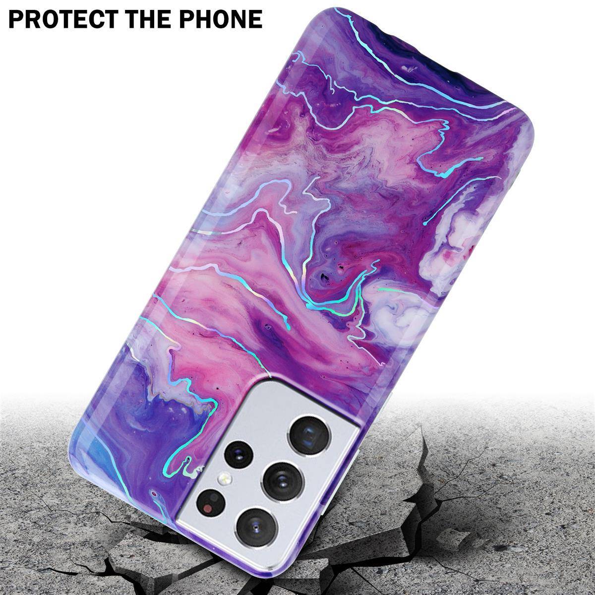 Cadorabo Schutzhülle für Samsung Galaxy S21 ULTRA Hülle in Lila TPU Handyhülle Etui Case Cover