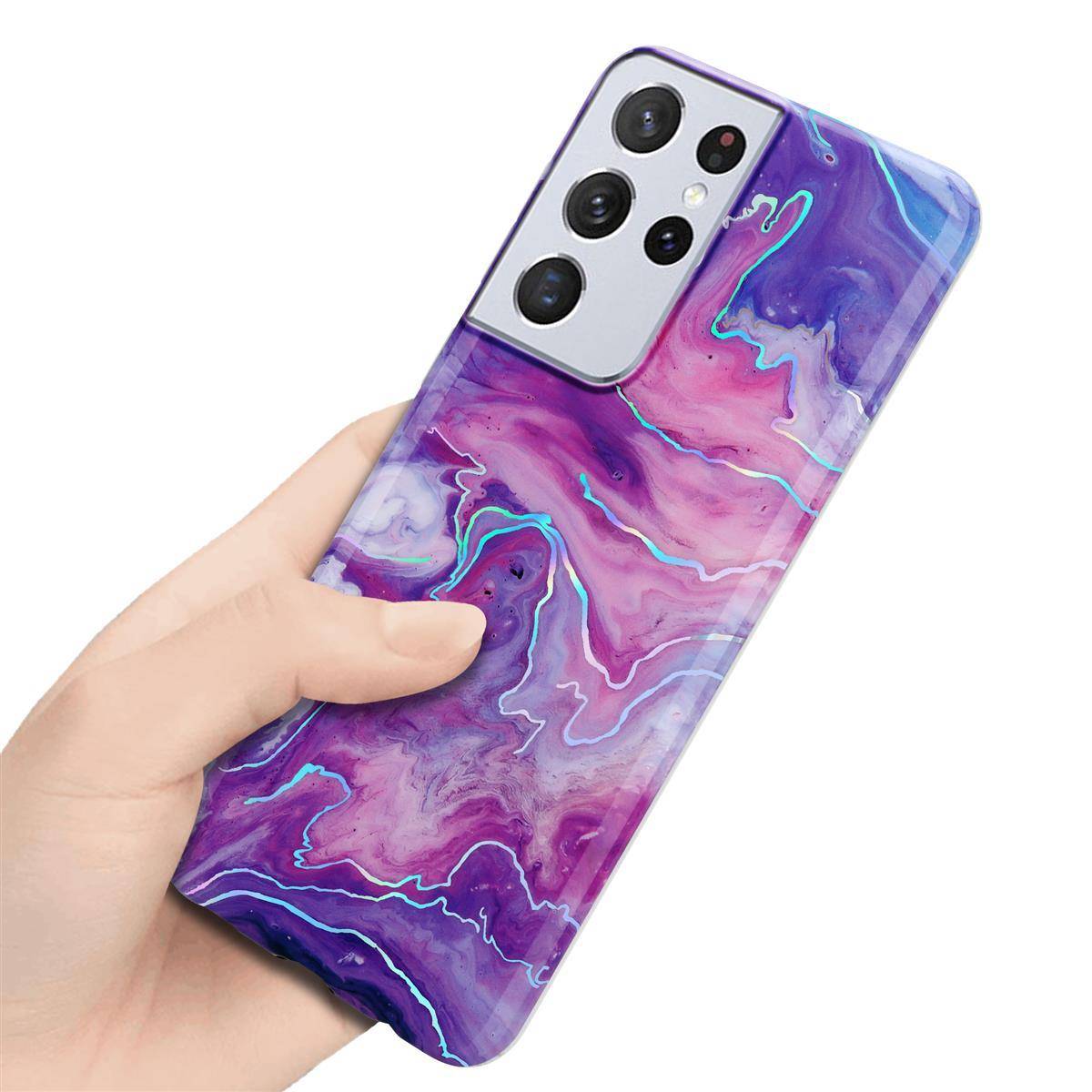 Cadorabo Schutzhülle für Samsung Galaxy S21 ULTRA Hülle in Lila TPU Handyhülle Etui Case Cover