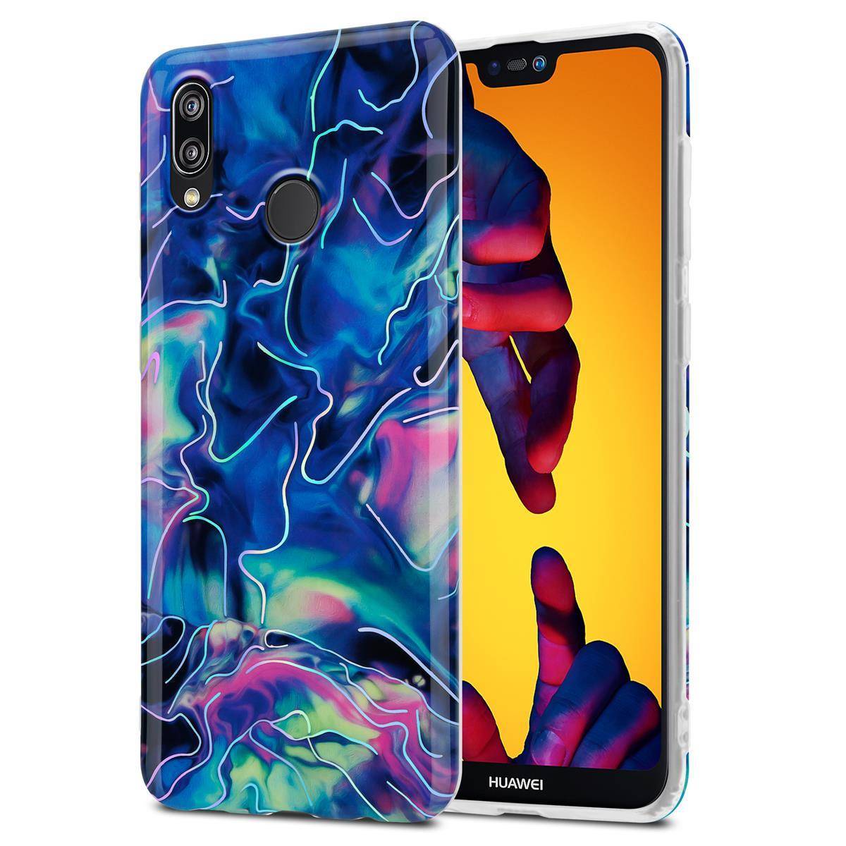 Cadorabo Schutzhülle für Huawei P20 LITE 2018 / NOVA 3E Hülle in Blau TPU Handyhülle Etui Case Cover