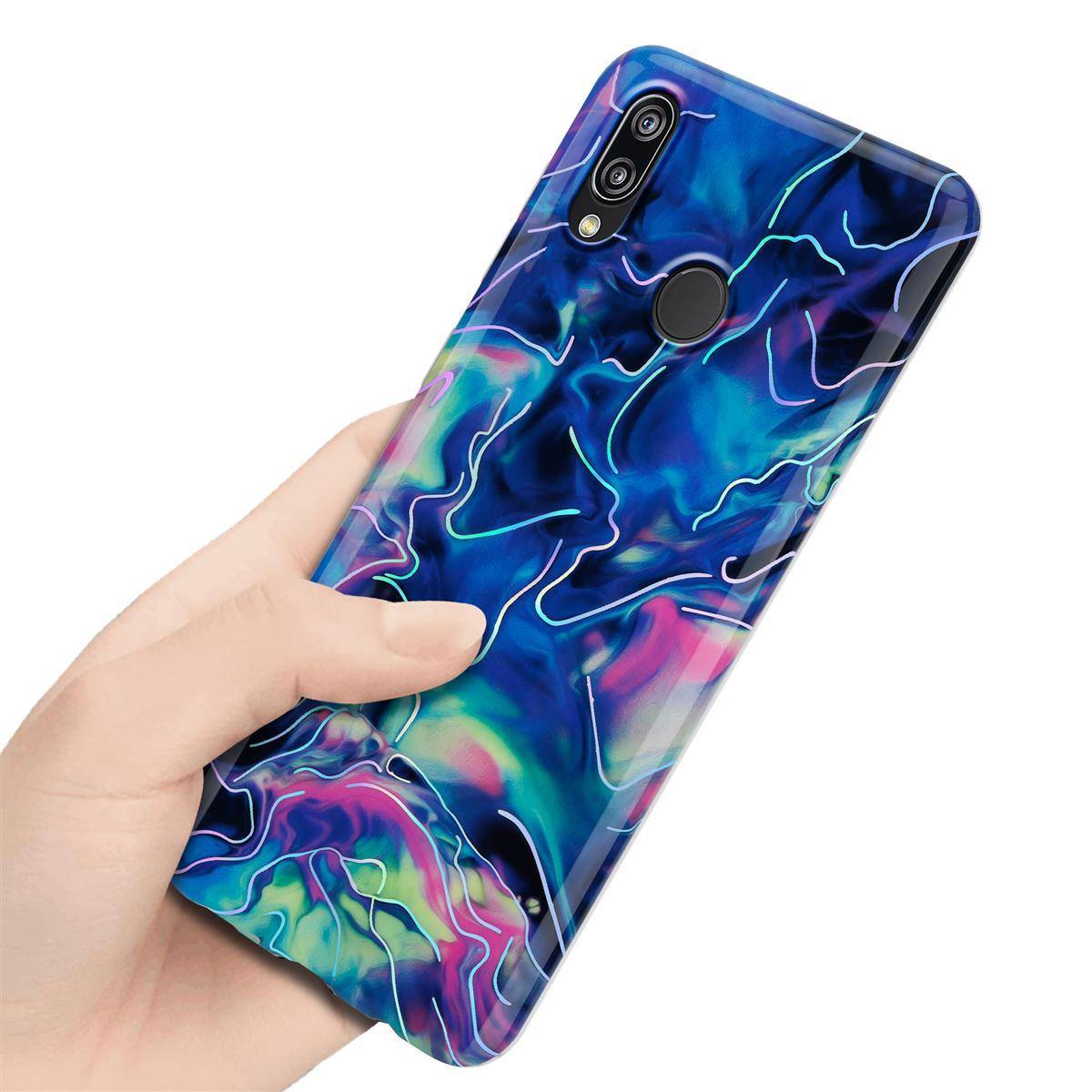 Cadorabo Schutzhülle für Huawei P20 LITE 2018 / NOVA 3E Hülle in Blau TPU Handyhülle Etui Case Cover