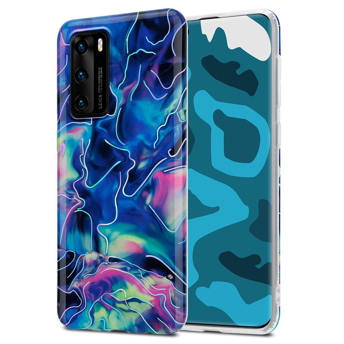 Cadorabo Schutzhülle für Huawei P40 Hülle in Blau TPU Handyhülle Etui Case Cover