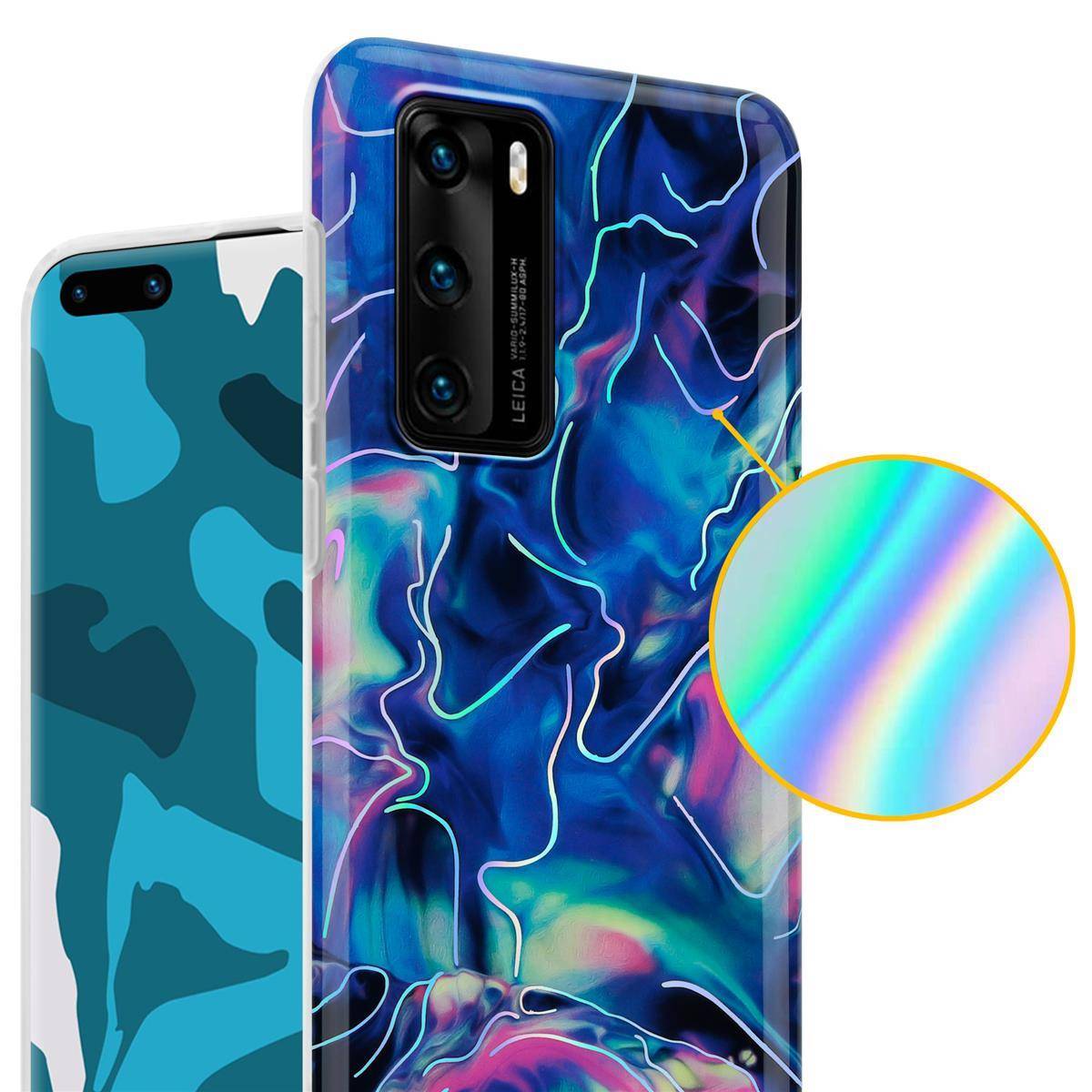 Cadorabo Schutzhülle für Huawei P40 Hülle in Blau TPU Handyhülle Etui Case Cover