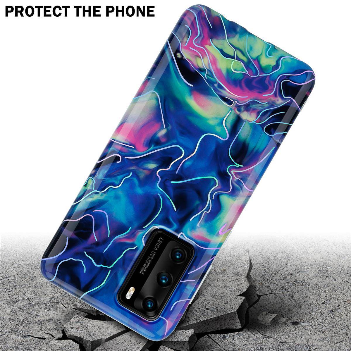 Cadorabo Schutzhülle für Huawei P40 Hülle in Blau TPU Handyhülle Etui Case Cover